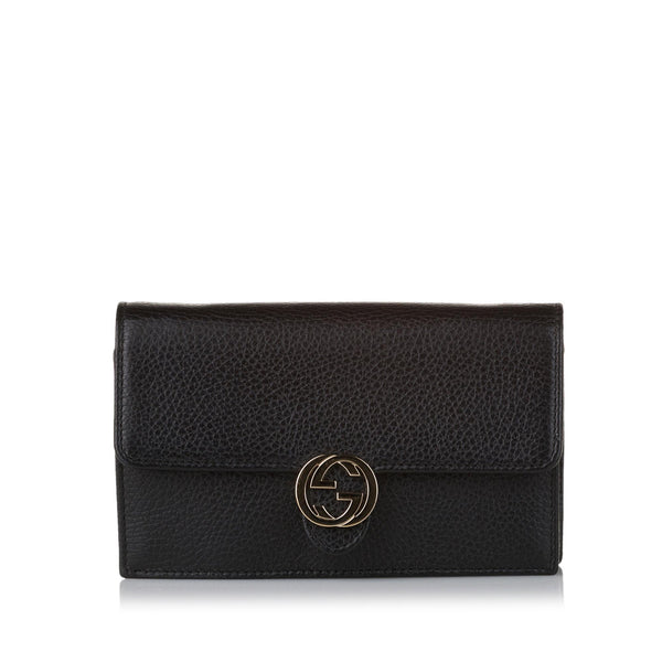 Gucci Interlocking G Chain Leather Wallet on Chain (SHG-31579) – LuxeDH