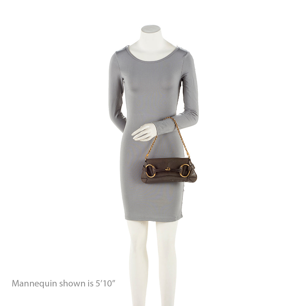 Gucci Tom Ford Leather 1921 Horsebit Shoulder Bag (SHF-20110)