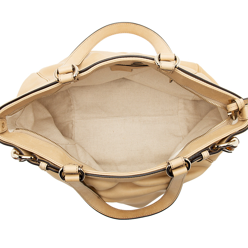 Gucci Leather Belted Bamboo Tote (SHF-12820)