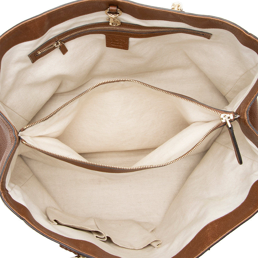 Gucci Leather Bella Medium Tote (SHF-17583)