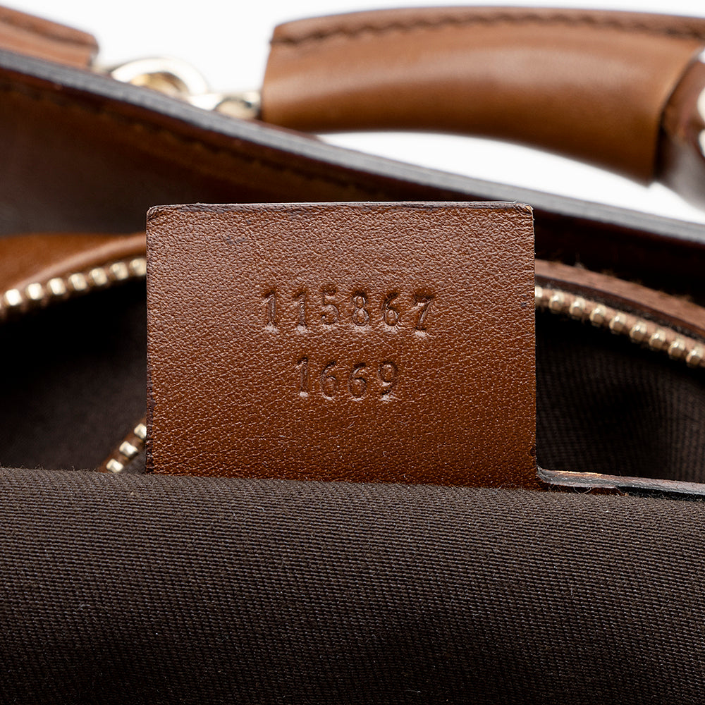 Gucci Leather Horsebit Medium Hobo (SHF-15327)