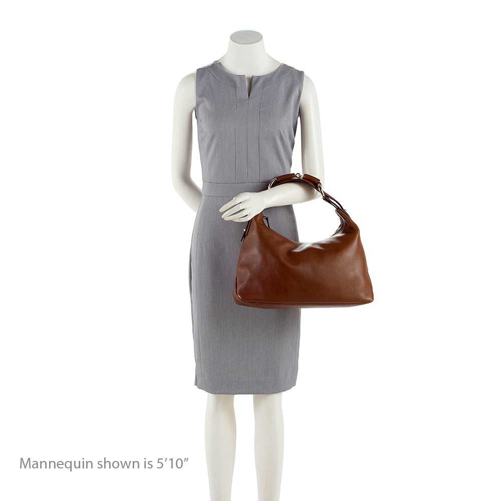 Gucci Leather Horsebit Medium Hobo (SHF-15327)