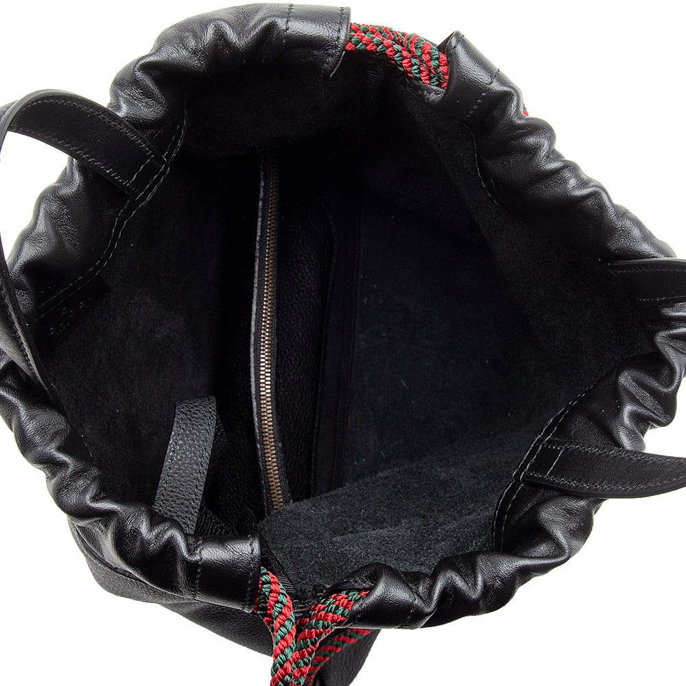 Gucci Leather Logo Drawstring Backpack (SHF-12981)