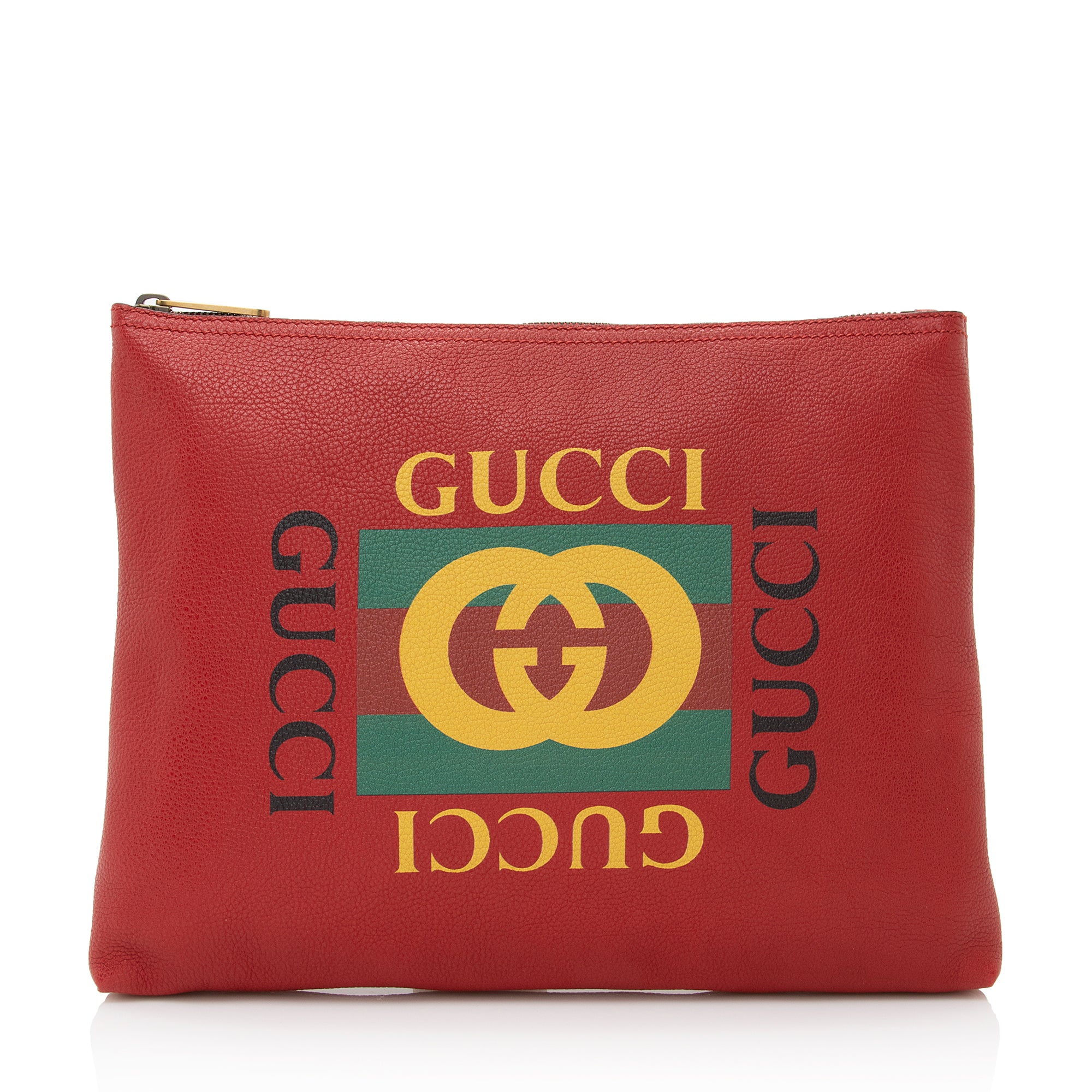 Gucci Leather Logo Zip Pouch (SHF-22192)