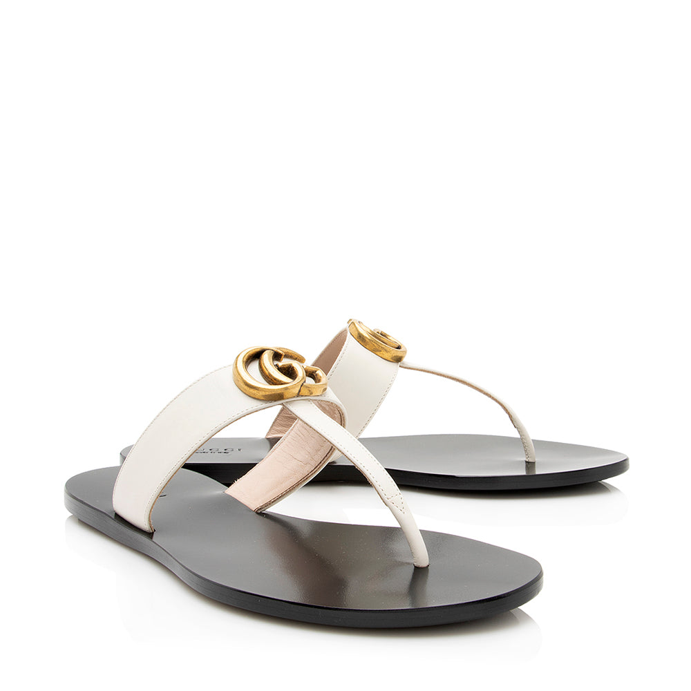 Gucci Leather Marmont T-Strap Sandals - Size 7.5 / 37.5 (SHF-21680)
