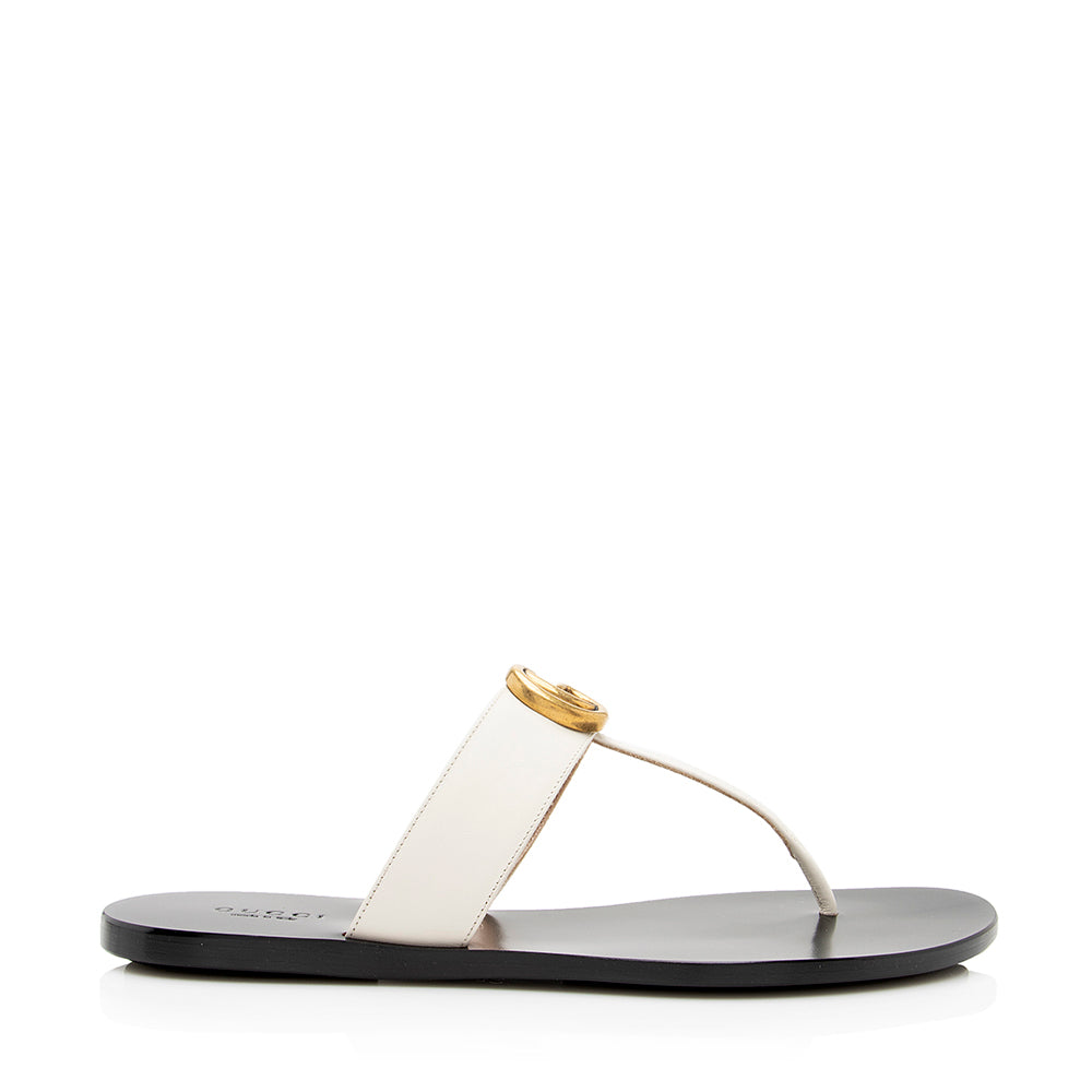 Gucci Leather Marmont T-Strap Sandals - Size 7.5 / 37.5 (SHF-21680)