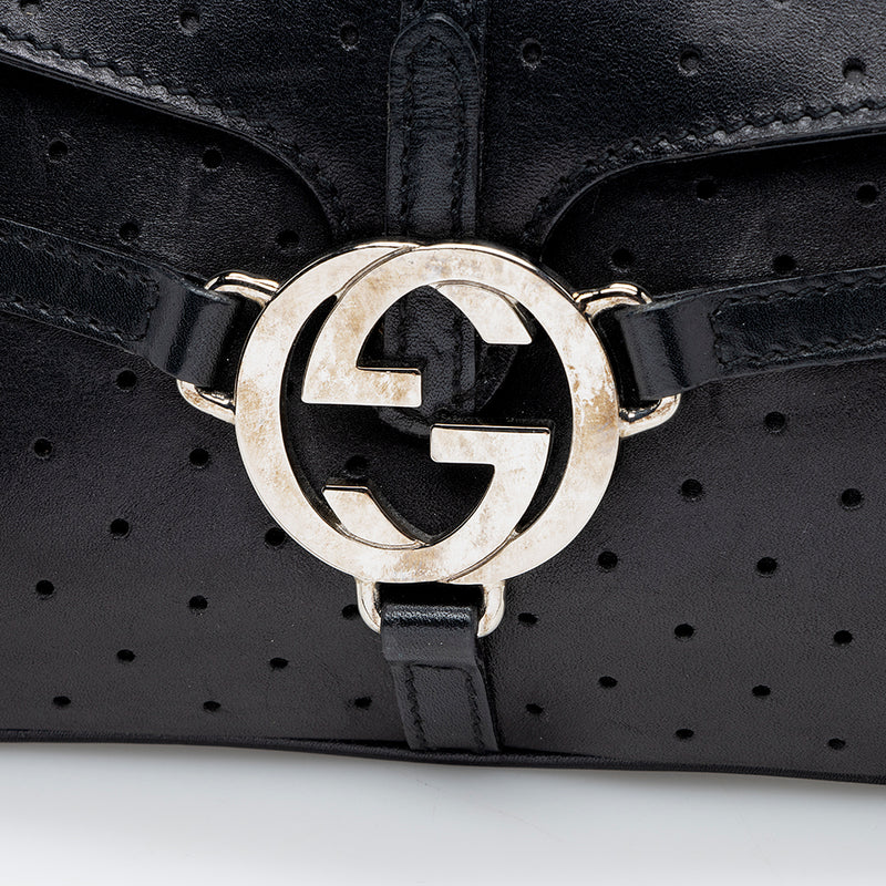Gucci Leather Perforated Reins Pochette (SHF-17357)