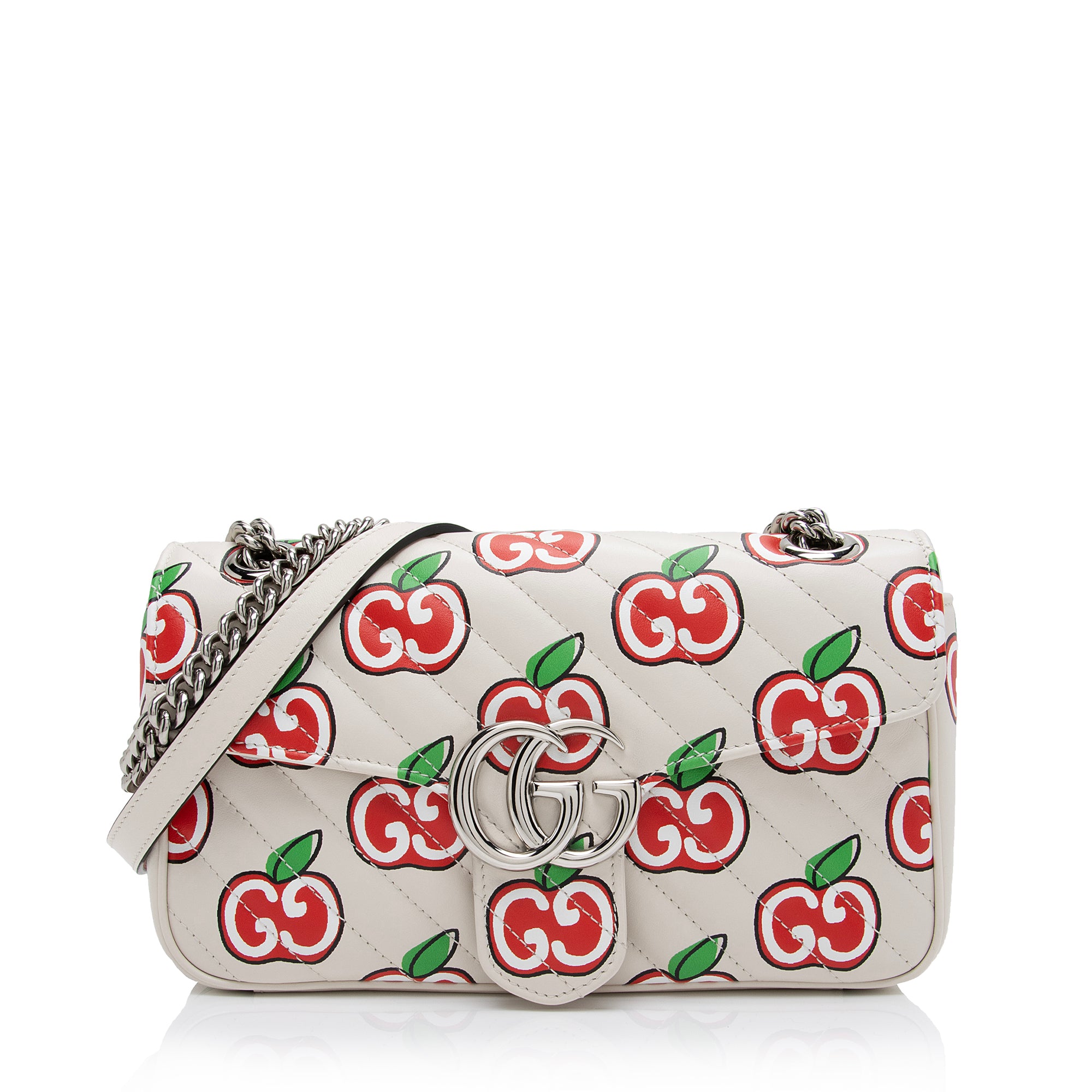 Gucci Matelasse Leather Apple Monogram GG Marmont Small Shoulder Bag (
