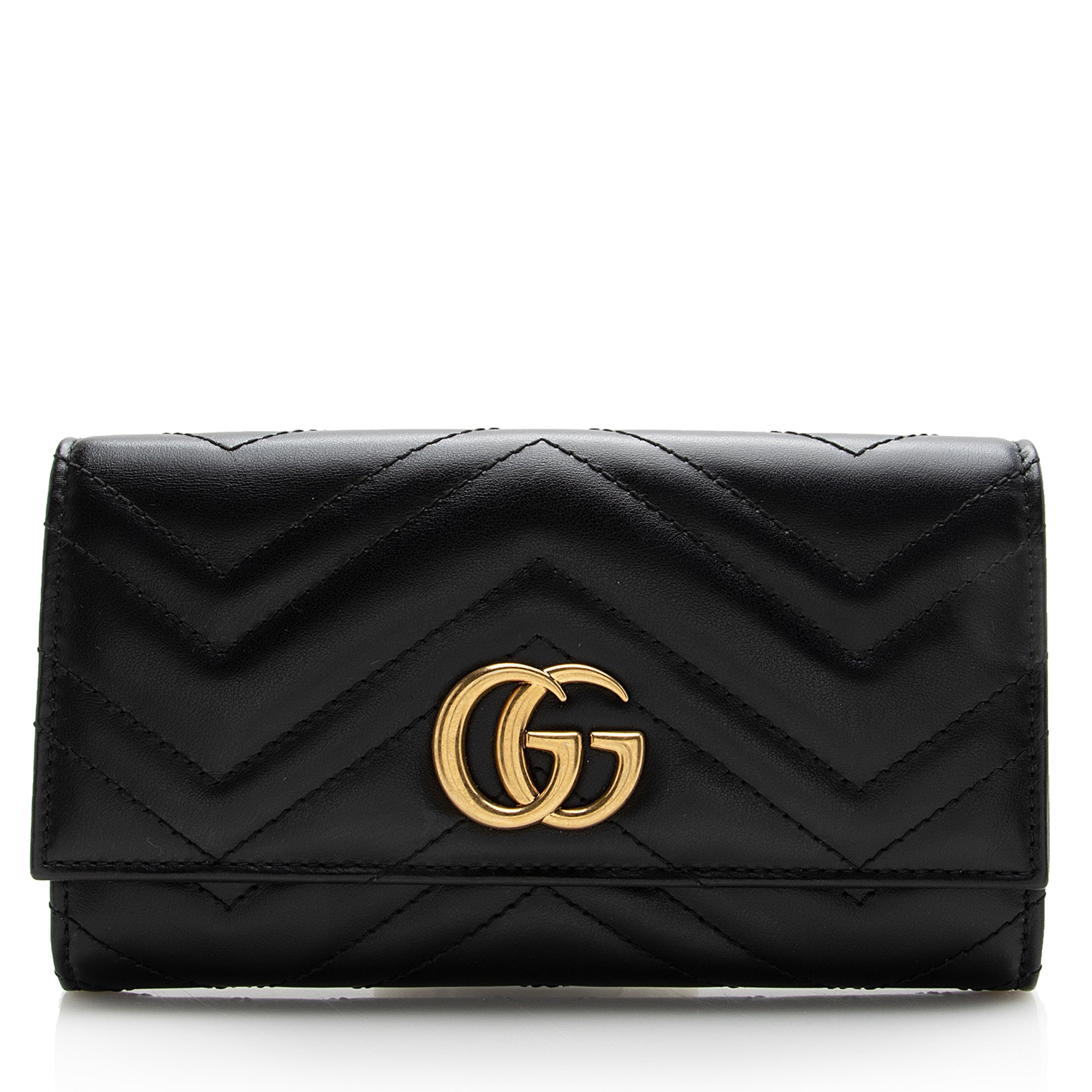 Gucci Matelasse Leather GG Marmont Continental Wallet (SHF-22692)