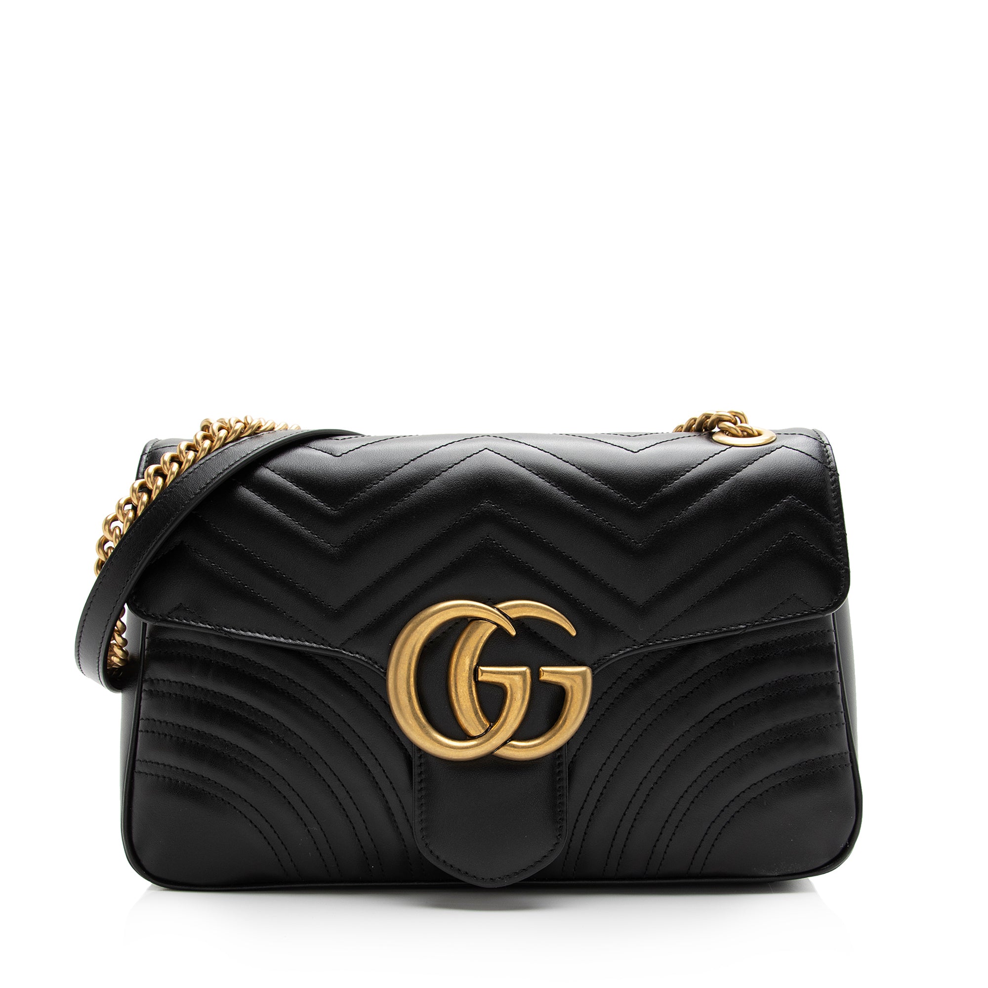 Gucci Matelasse Leather GG Marmont Medium Shoulder Bag (SHF-23019)