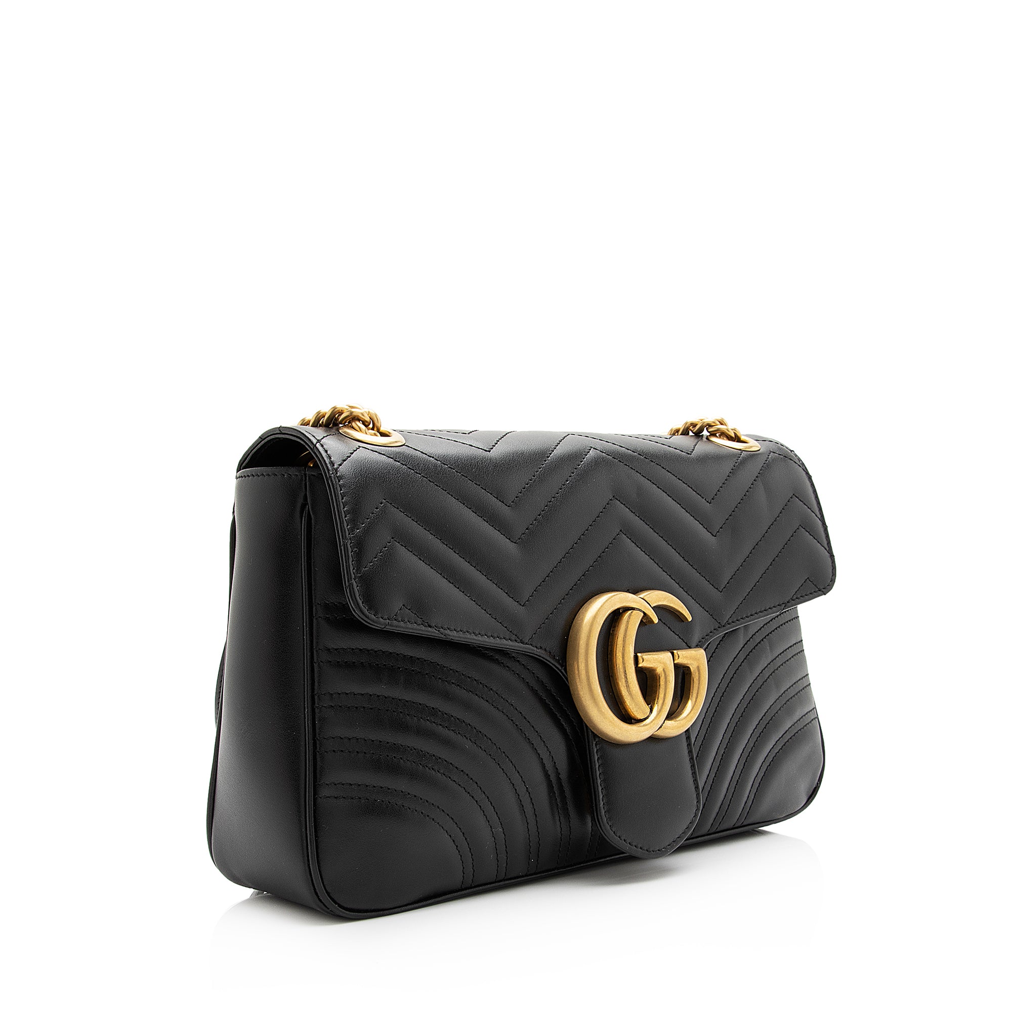 Gucci Matelasse Leather GG Marmont Medium Shoulder Bag (SHF-23019)