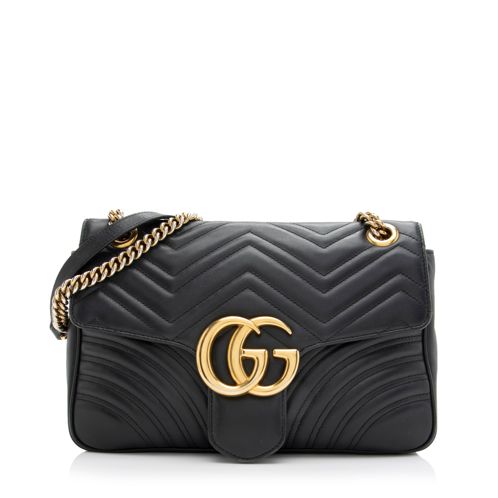 Gucci Matelasse Leather GG Marmont Medium Shoulder Bag (SHF-23834)