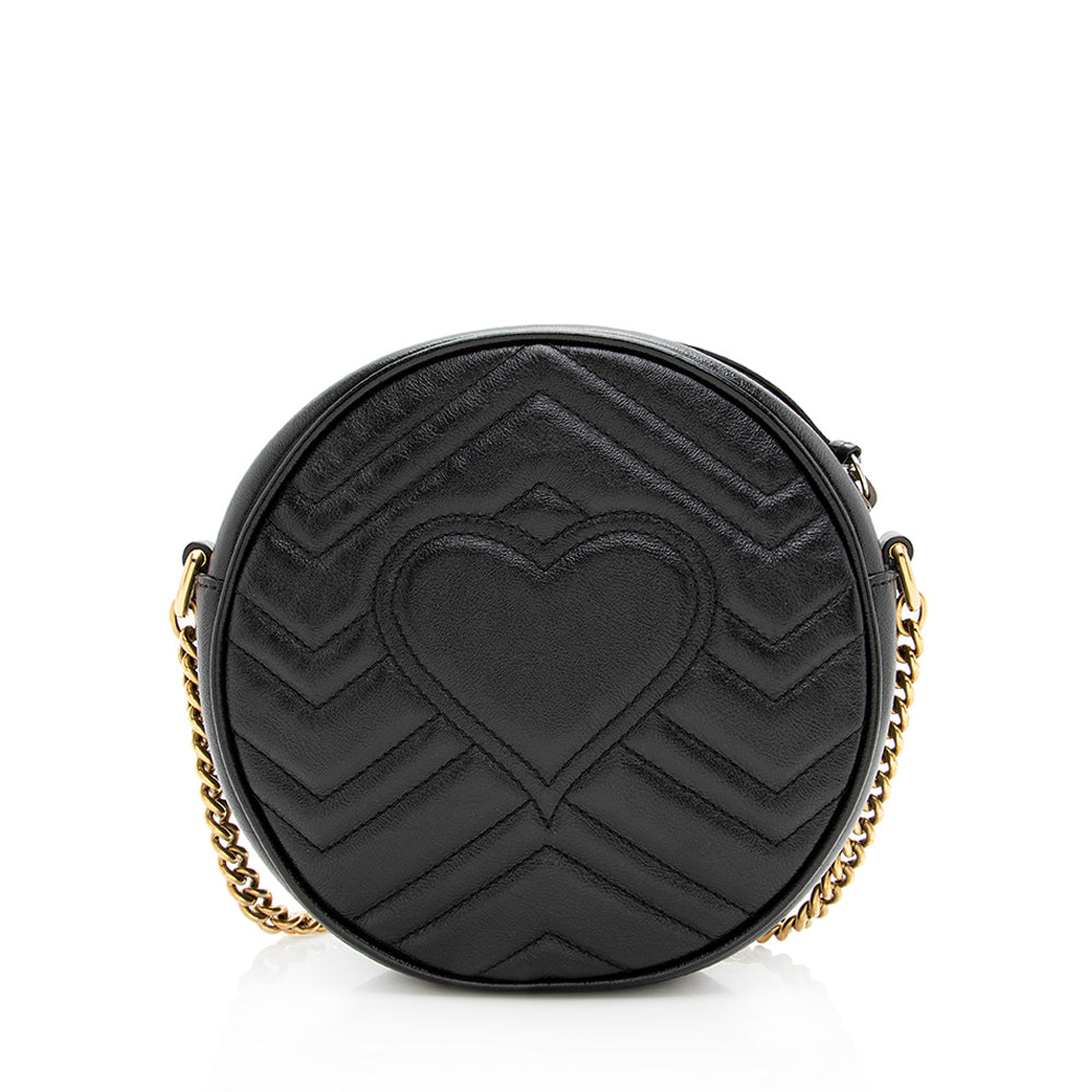 Gucci Matelasse Leather GG Marmont Round Mini Shoulder Bag (SHF-19018)