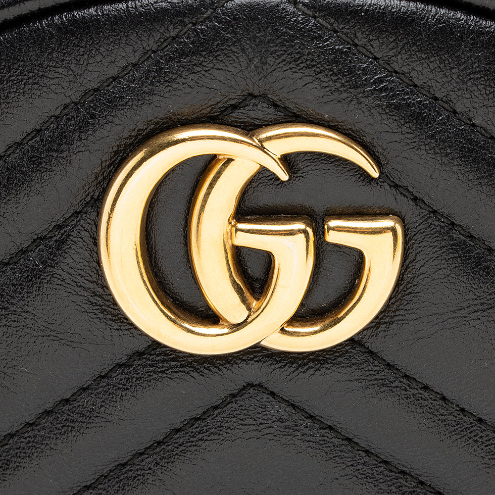 Gucci Matelasse Leather GG Marmont Round Mini Shoulder Bag (SHF-19018)
