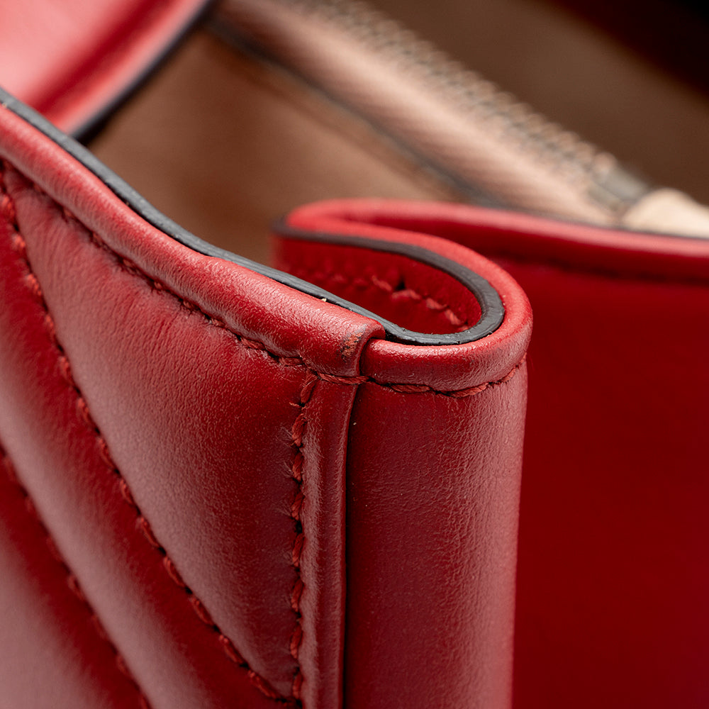 Gucci Matelasse Leather GG Marmont Top Handle Medium Satchel (SHF-15634)