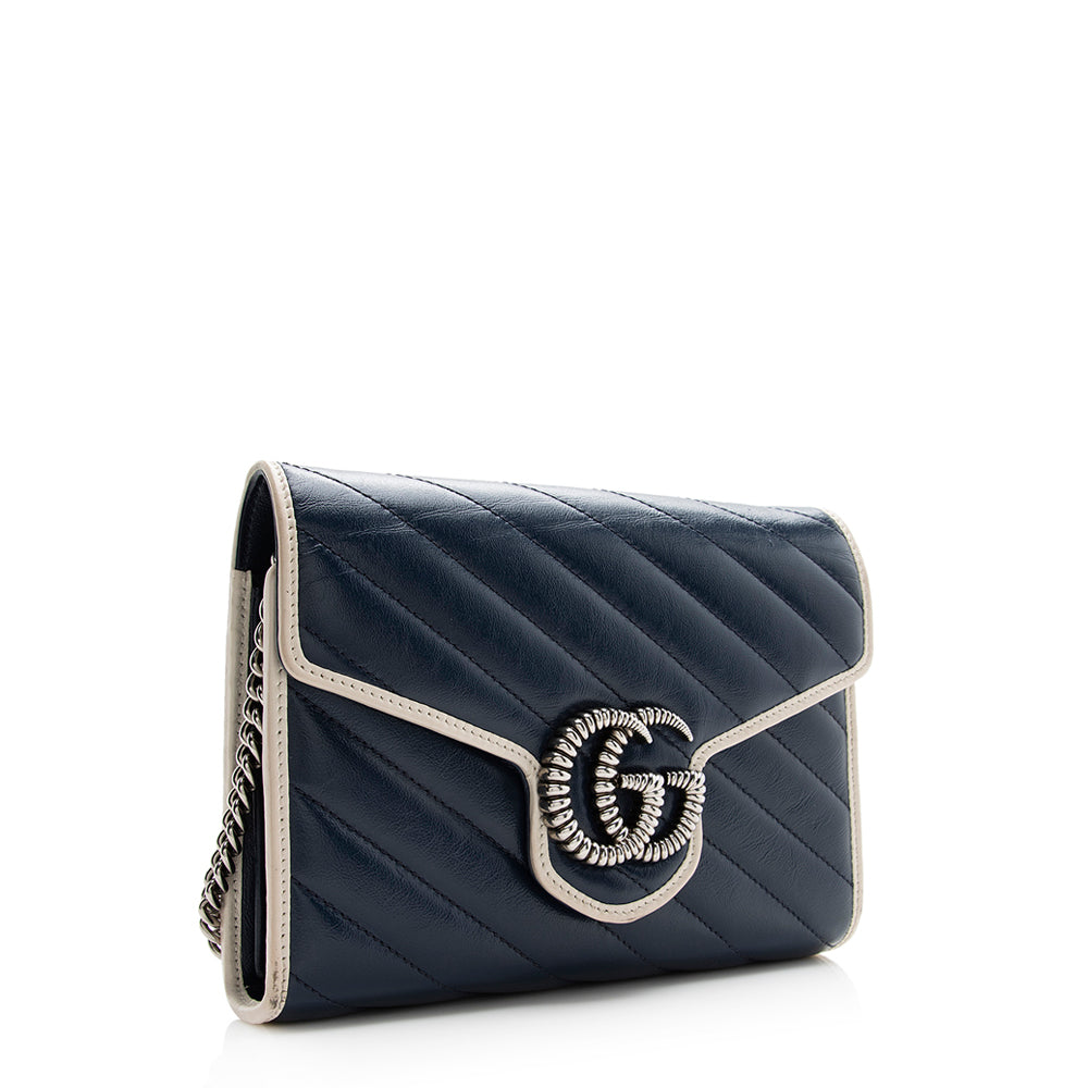 Gucci Matelasse Leather Torchon GG Marmont Mini Chain Bag (SHF-20671)
