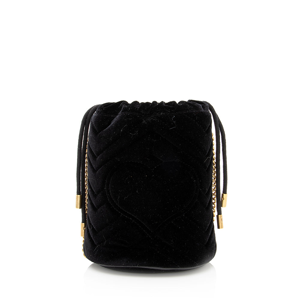 Gucci Matelasse Velvet GG Marmont Mini Bucket Bag (SHF-20434)