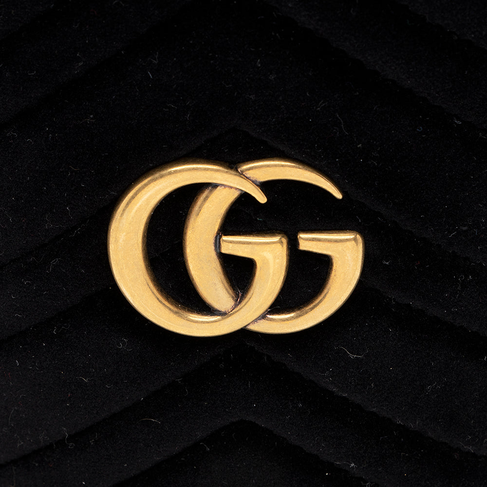 Gucci Matelasse Velvet GG Marmont Mini Bucket Bag (SHF-20434)
