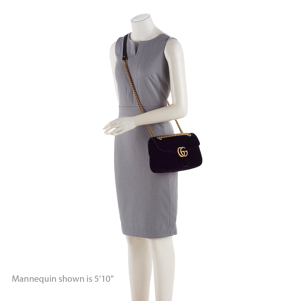 Gucci Matelasse Velvet GG Marmont Small Shoulder Bag (SHF-19219)