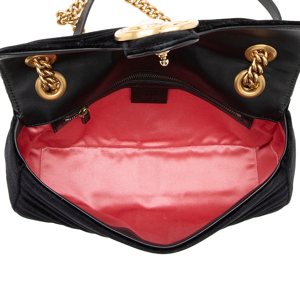 Gucci Matelasse Velvet GG Marmont Small Shoulder Bag (SHF-19219)