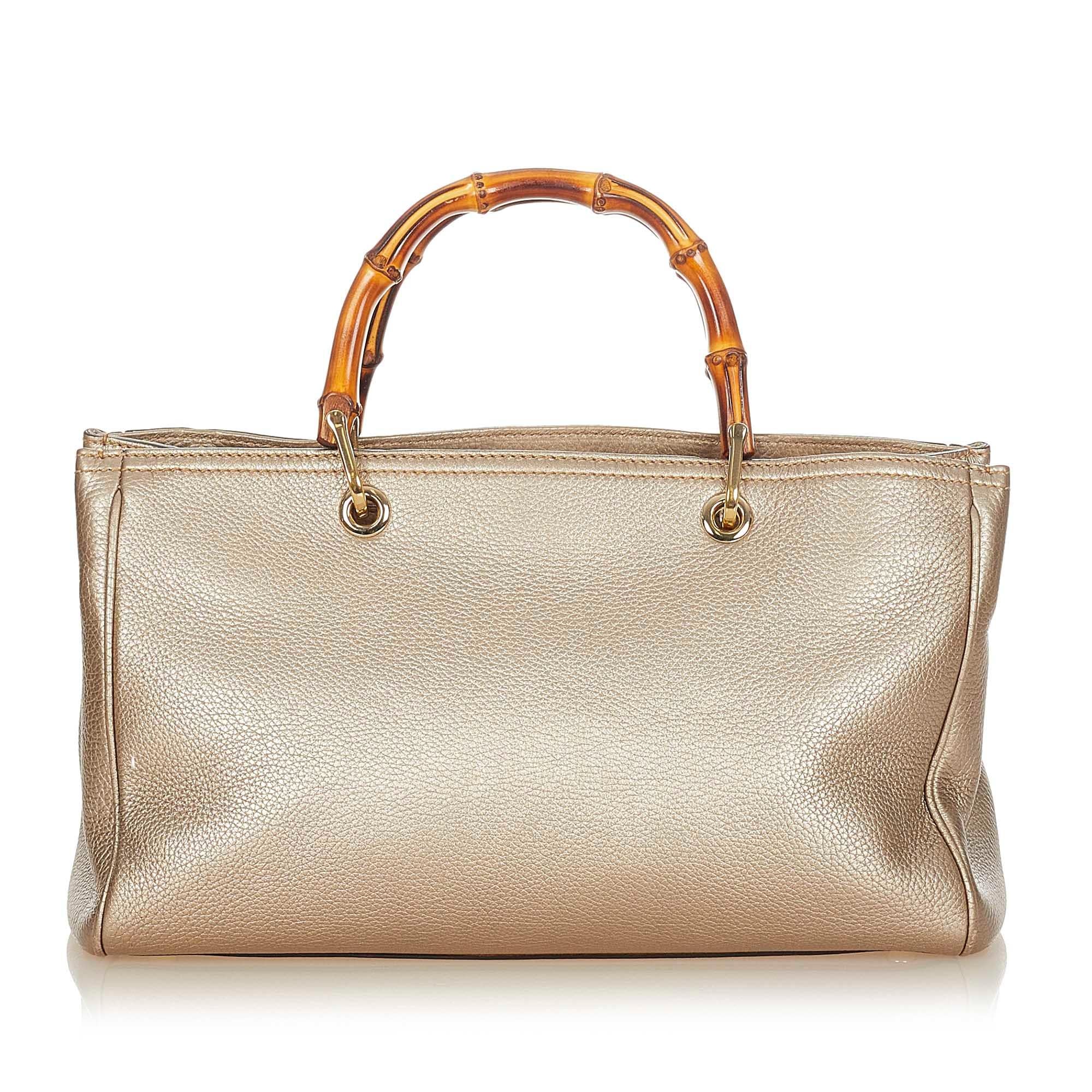 Gucci Medium Bamboo Shopper Leather Satchel (SHG-32499)