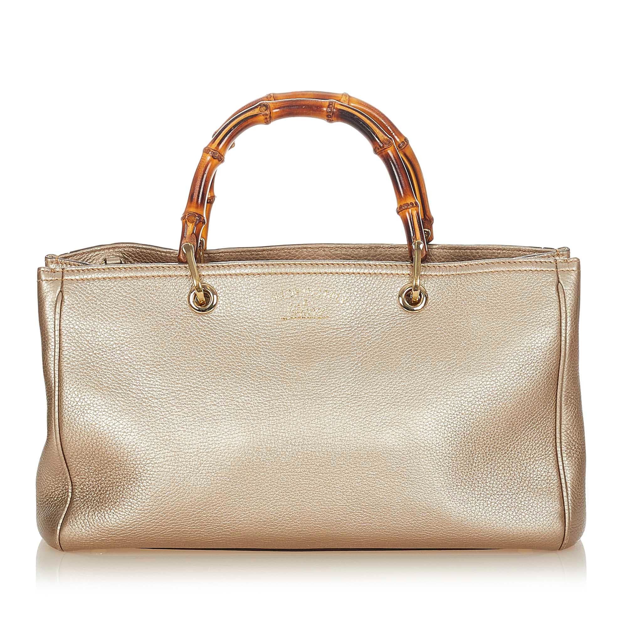 Gucci Medium Bamboo Shopper Leather Satchel (SHG-32499)
