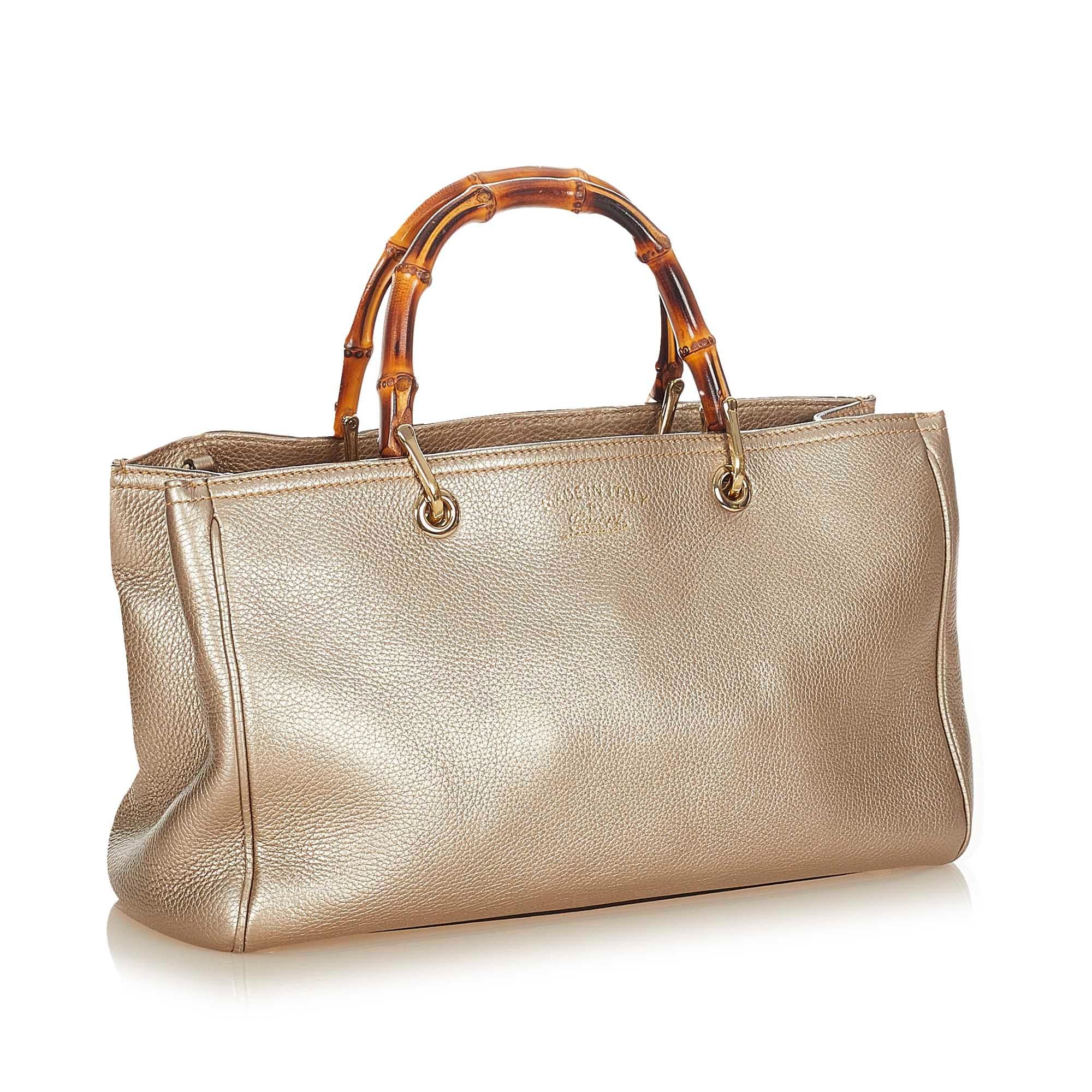 Gucci Medium Bamboo Shopper Leather Satchel (SHG-32499)