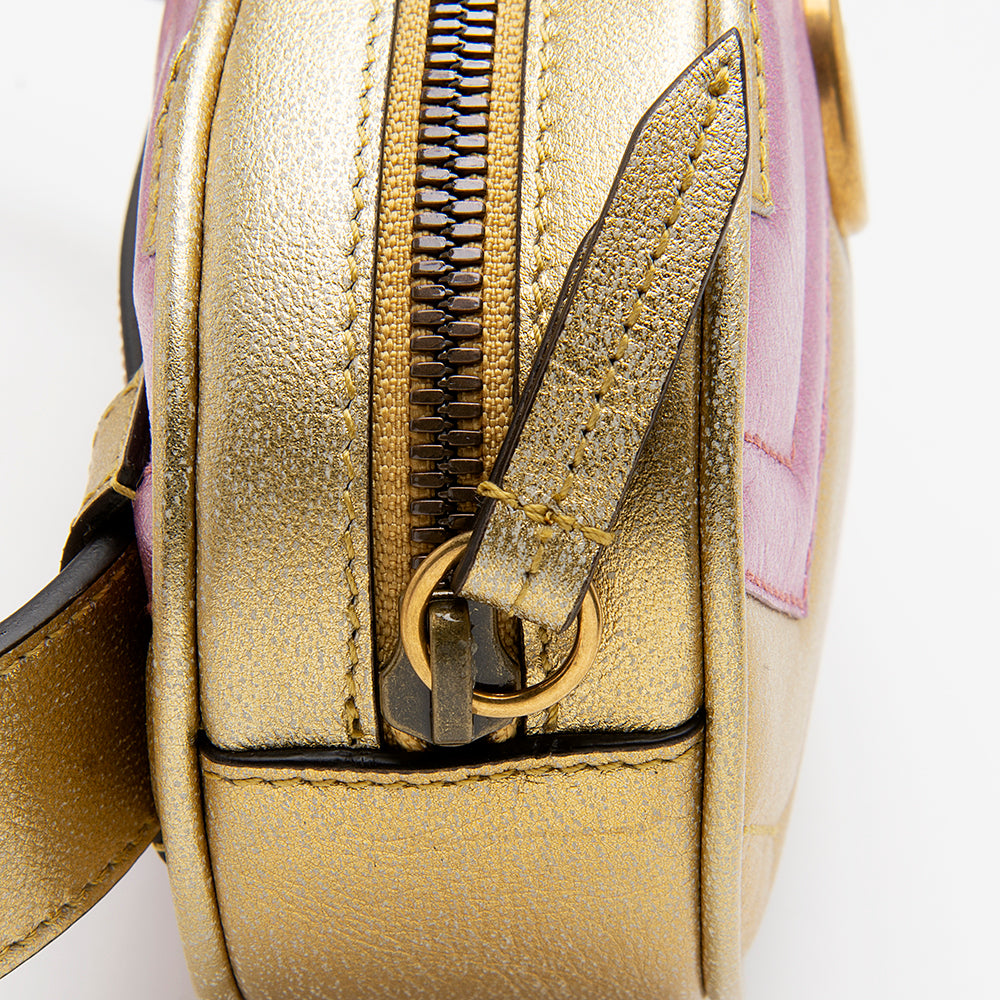 Gucci Metallic Matelasse Leather GG Marmont Belt Bag - Size 34 / 85 (SHF-12982)