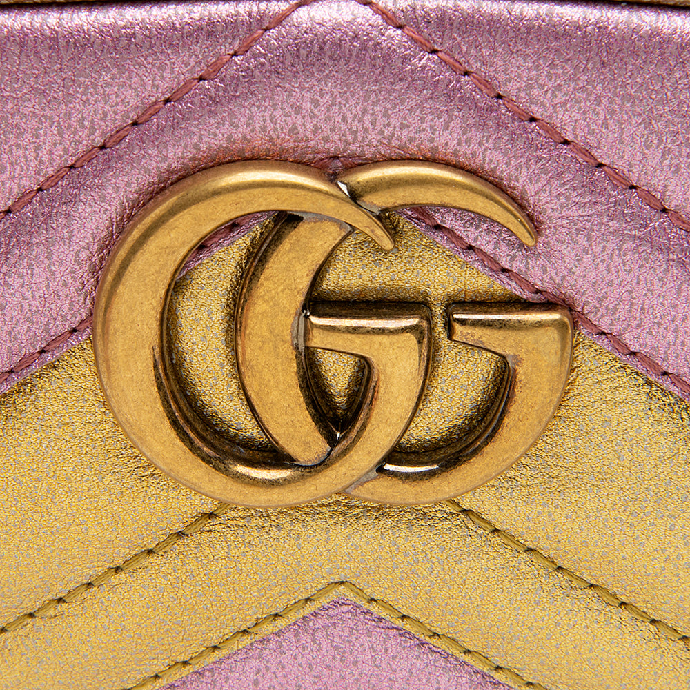 Gucci Metallic Matelasse Leather GG Marmont Belt Bag - Size 34 / 85 (SHF-12982)