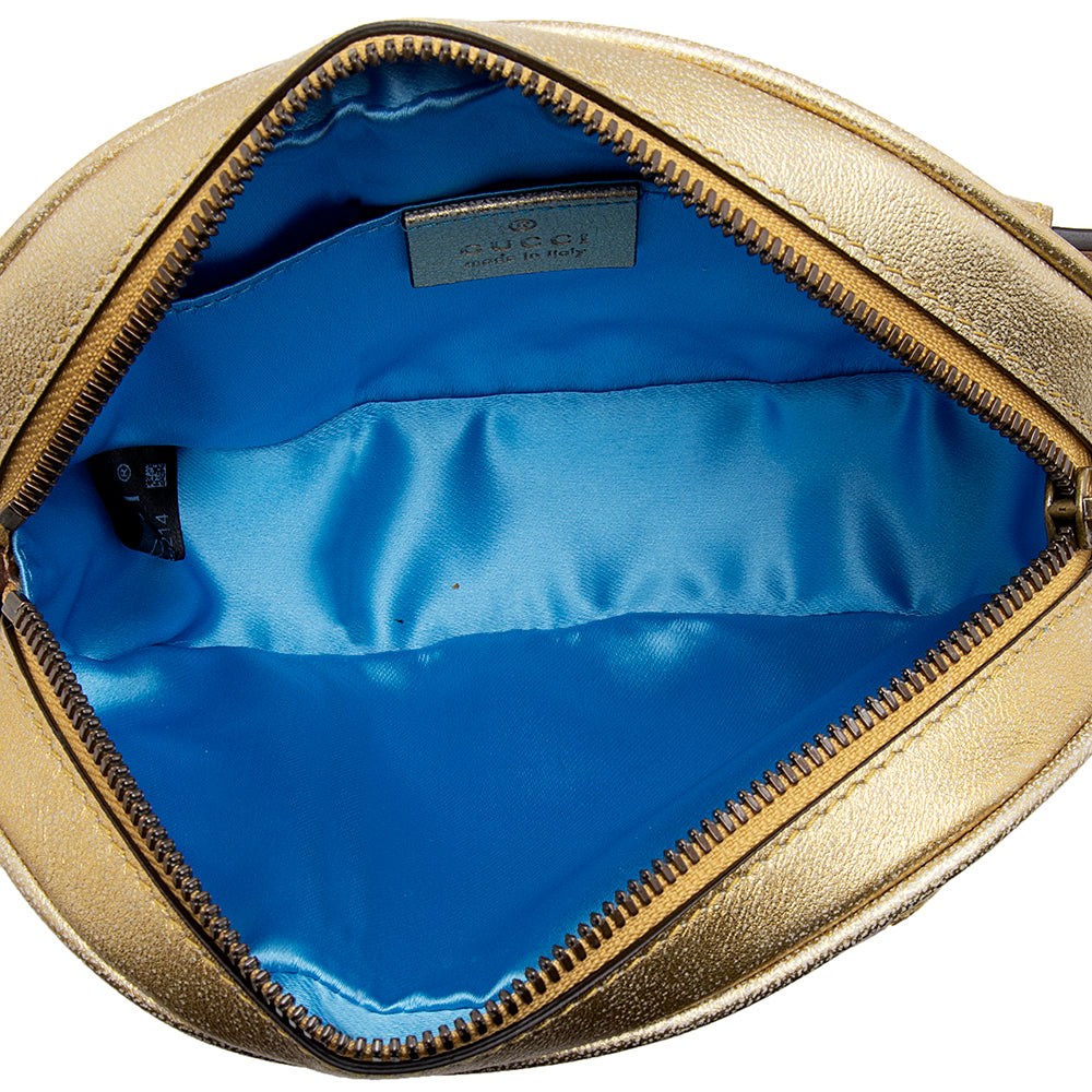 Gucci Metallic Matelasse Leather GG Marmont Belt Bag - Size 34 / 85 (SHF-12982)