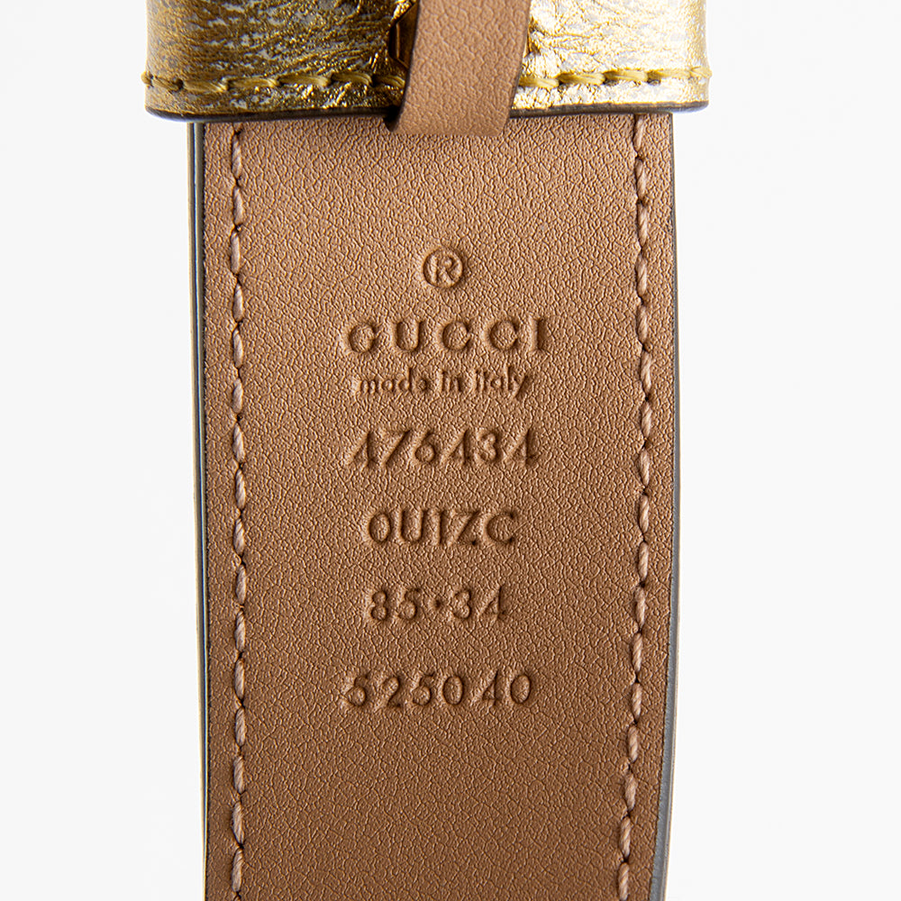 Gucci Metallic Matelasse Leather GG Marmont Belt Bag - Size 34 / 85 (SHF-12982)