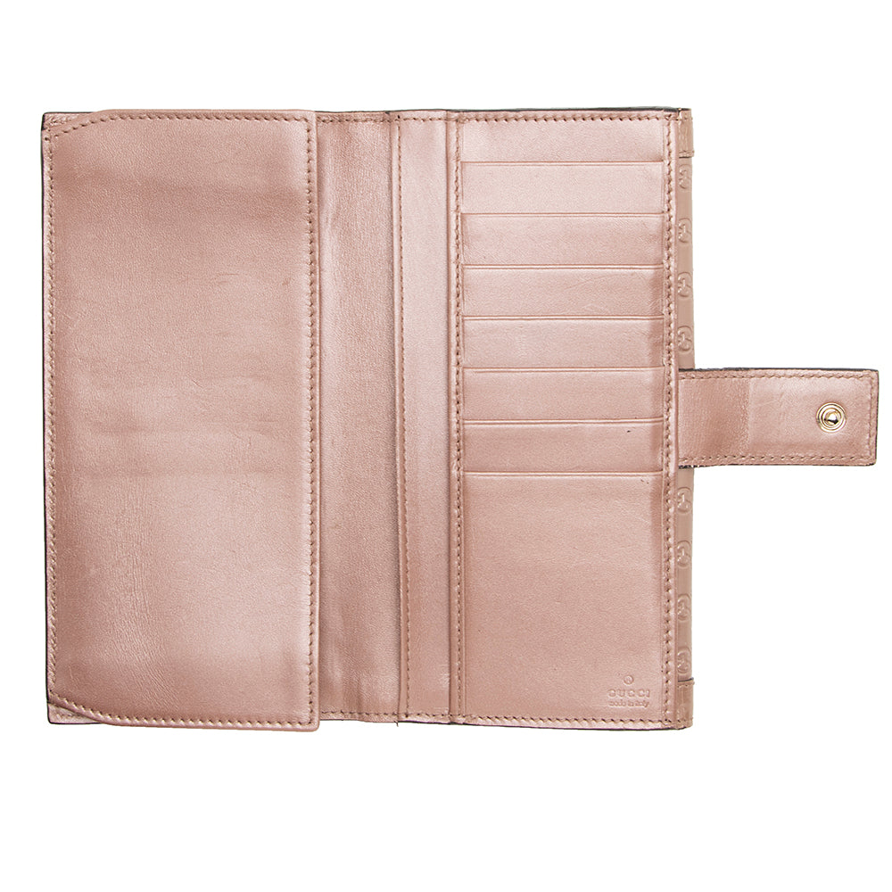 Gucci Metallic Microguccissima Script Continental Wallet (SHF-23020)