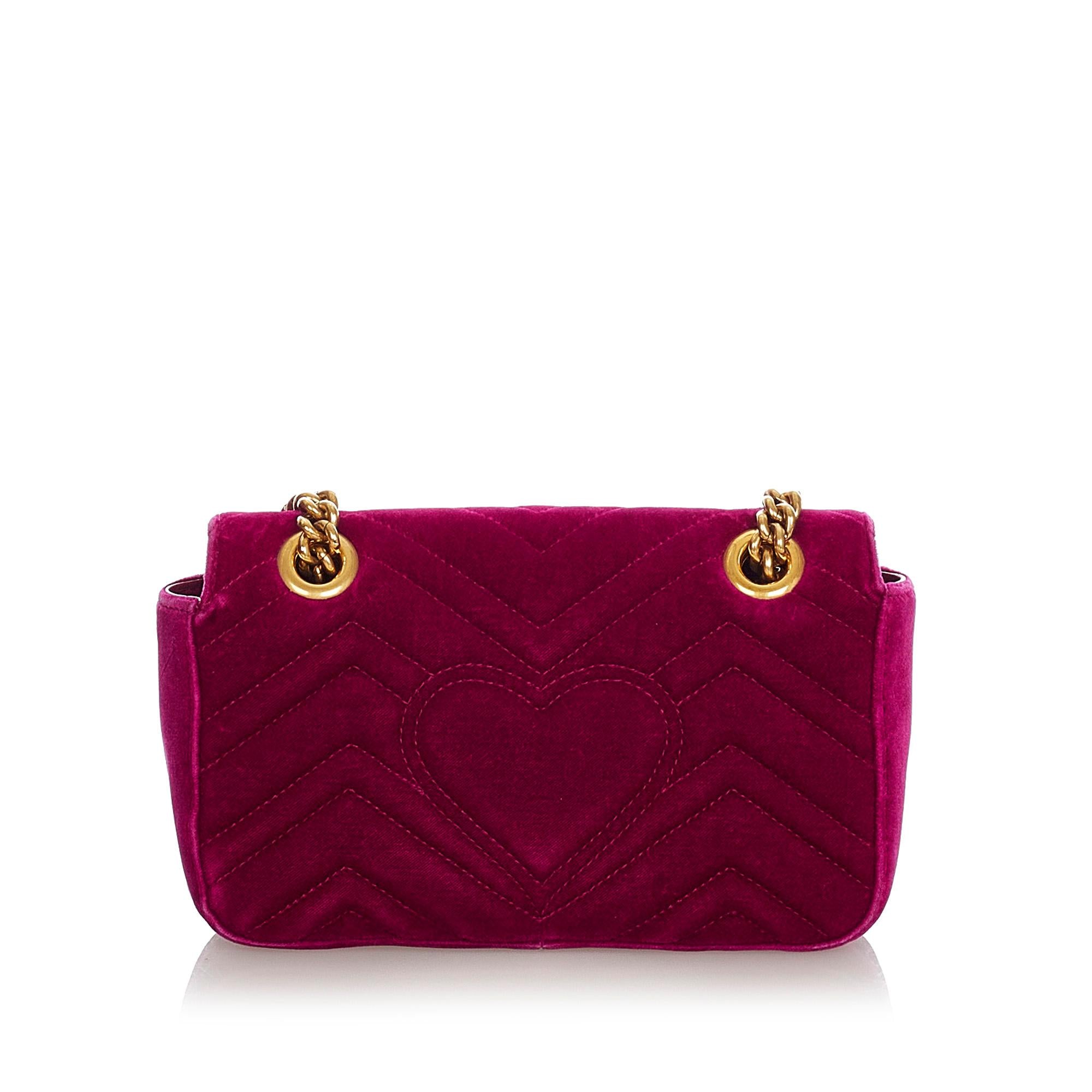Gucci Mini GG Marmont Matelasse Velvet Crossbody Bag (SHG-29737)