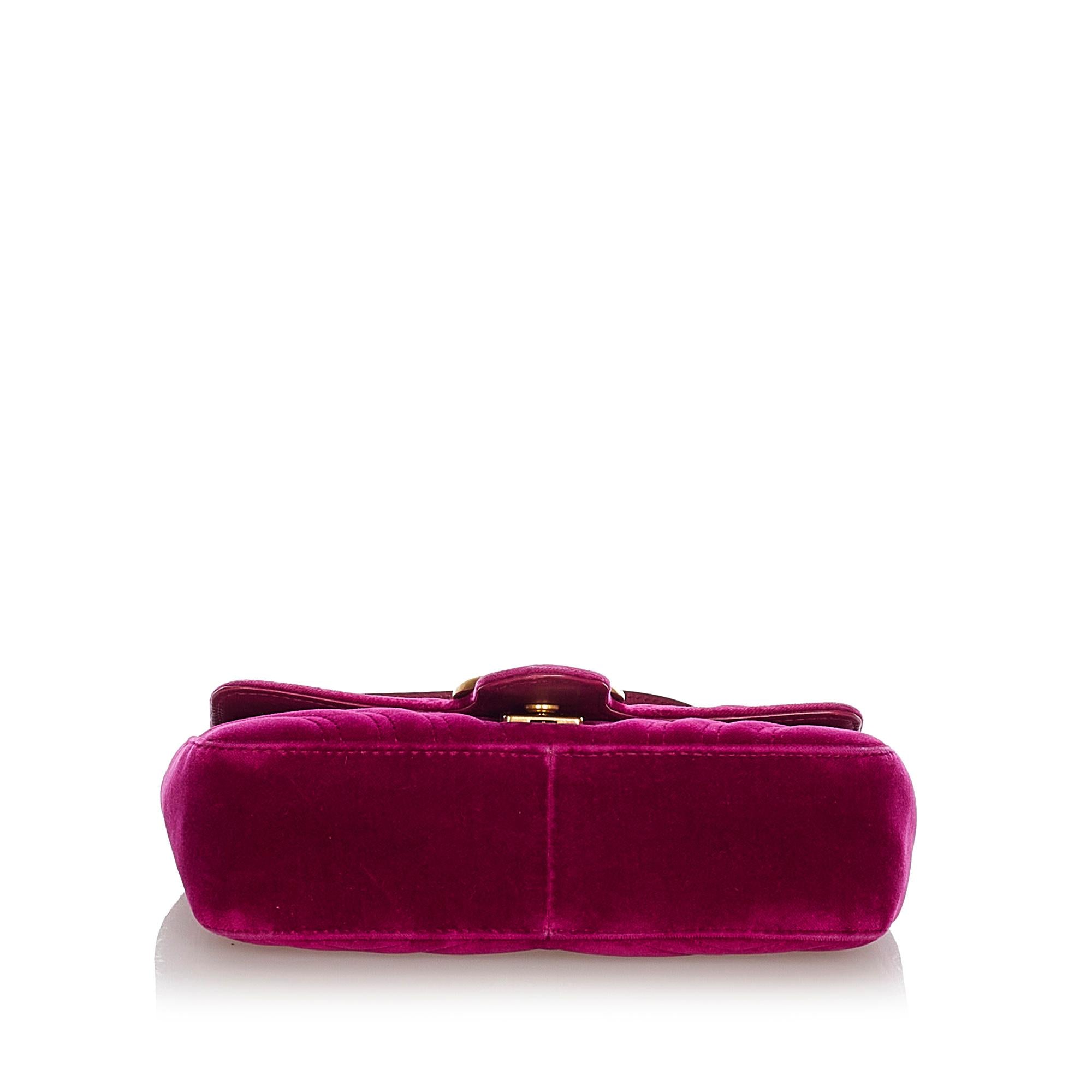 Gucci Mini GG Marmont Matelasse Velvet Crossbody Bag (SHG-29737)