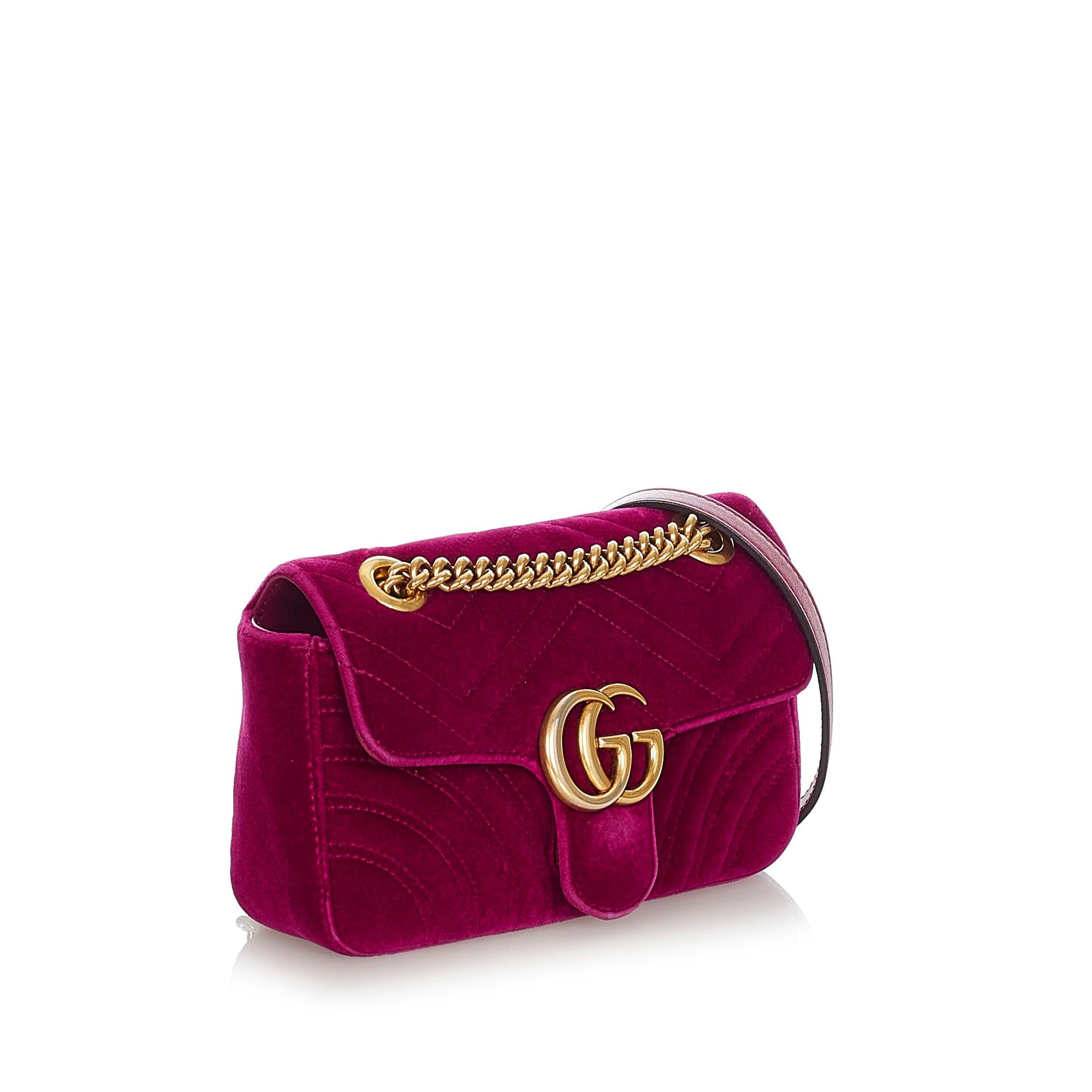 Gucci Mini GG Marmont Matelasse Velvet Crossbody Bag (SHG-29737)