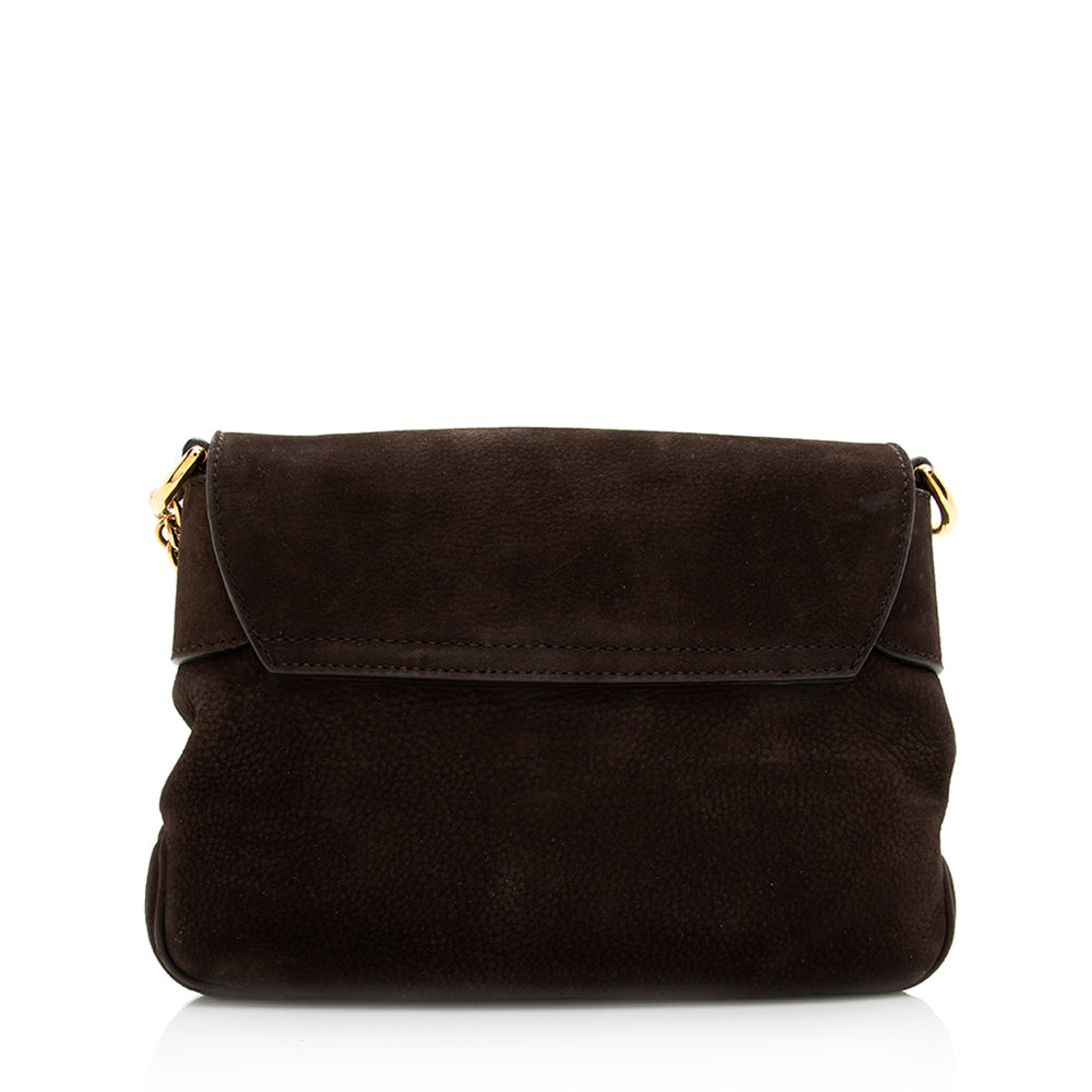 Gucci Nubuck Leather Ribot Flap Small Shoulder Bag (SHF-19107)