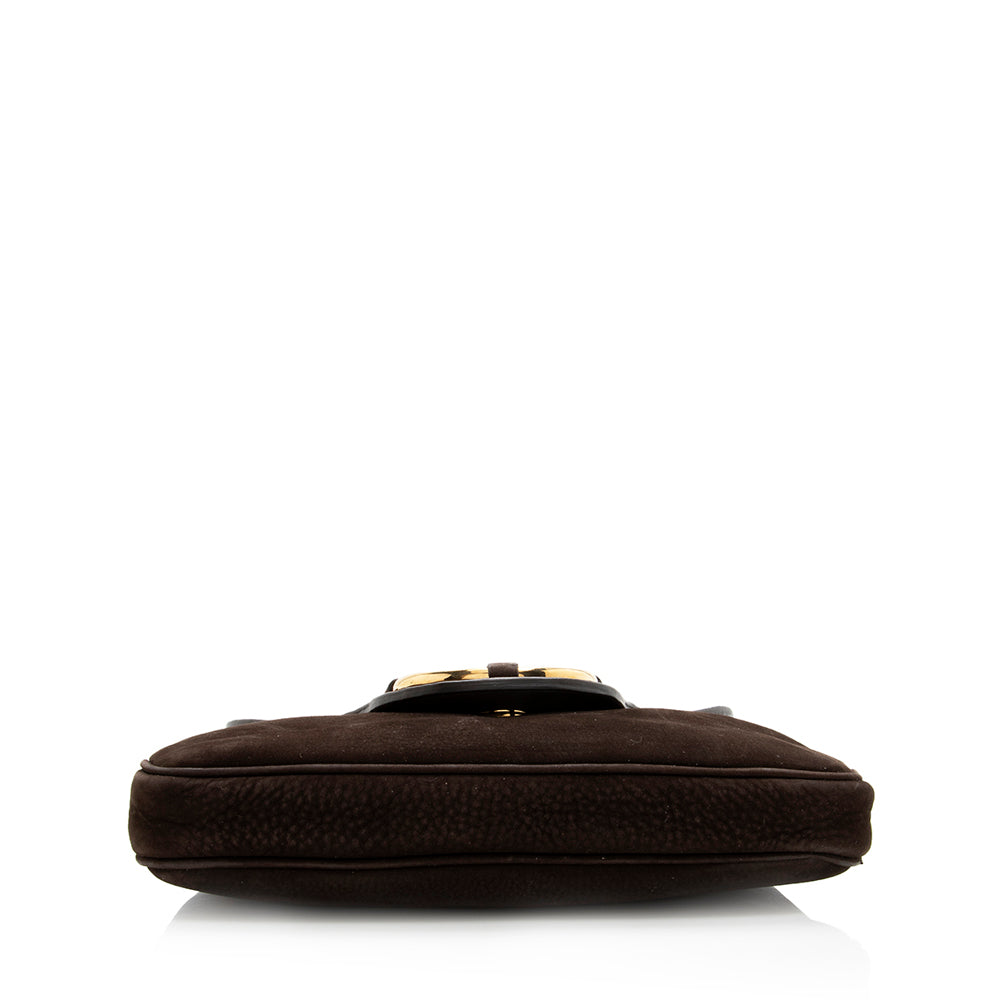 Gucci Nubuck Leather Ribot Flap Small Shoulder Bag (SHF-19107)
