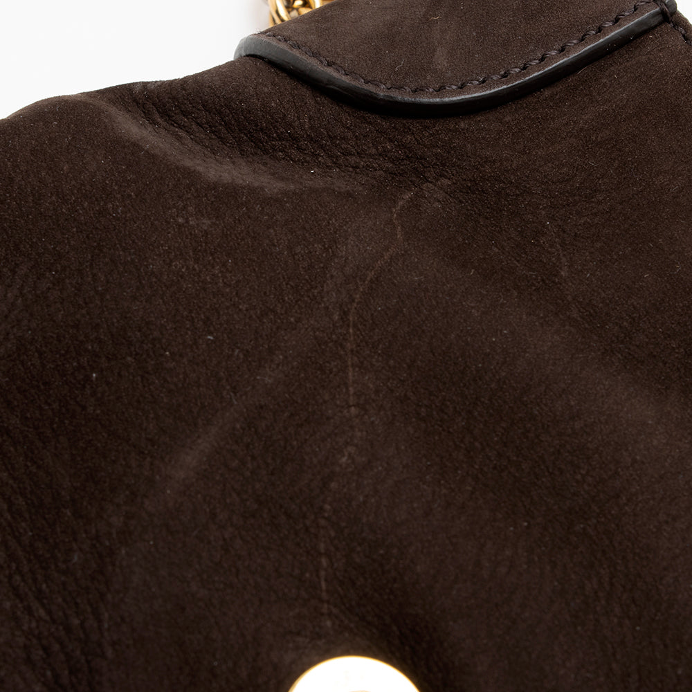 Gucci Nubuck Leather Ribot Flap Small Shoulder Bag (SHF-19107)