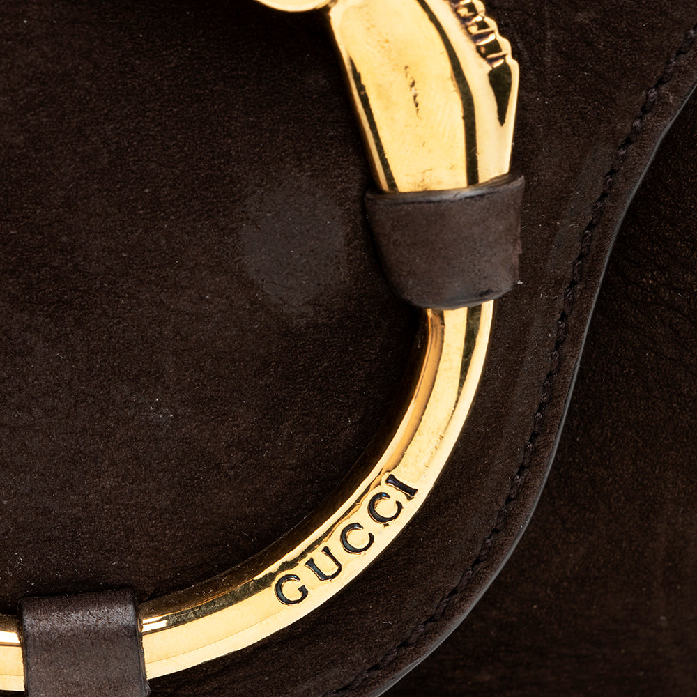 Gucci Nubuck Leather Ribot Flap Small Shoulder Bag (SHF-19107)