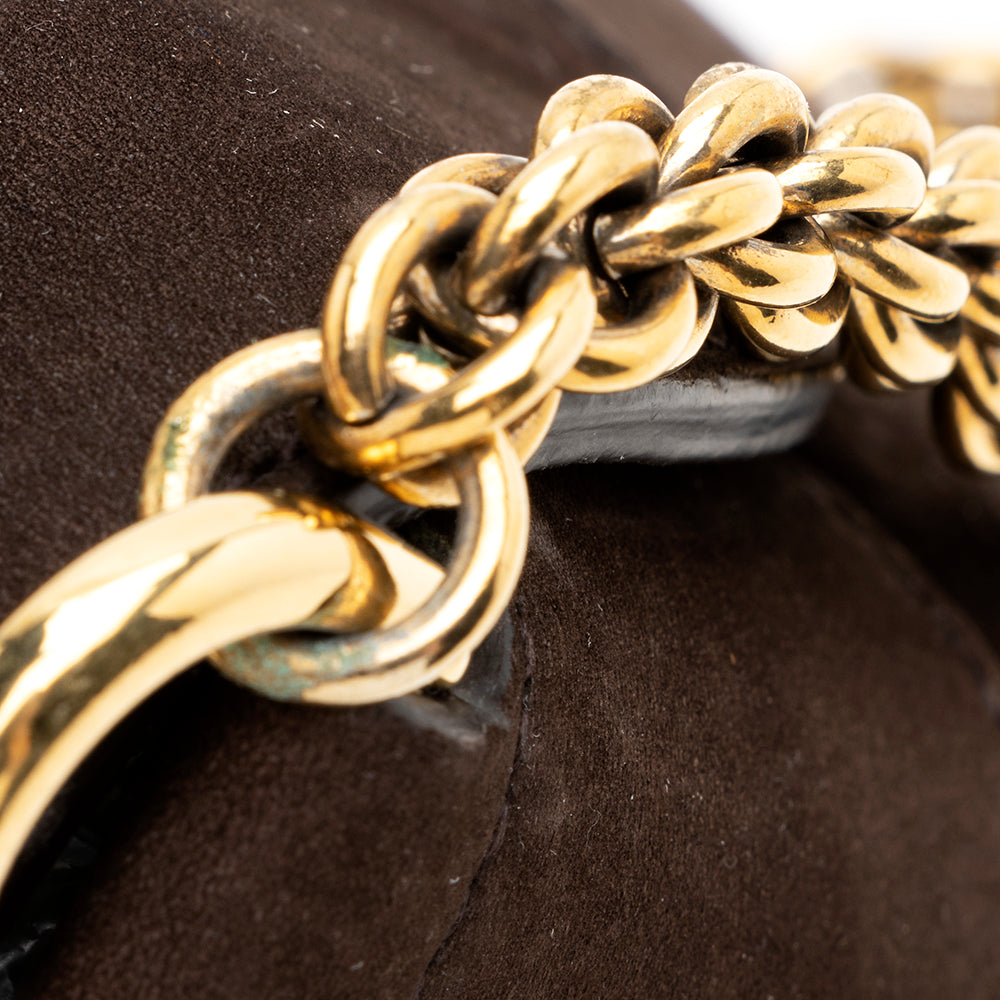 Gucci Nubuck Leather Ribot Flap Small Shoulder Bag (SHF-19107)