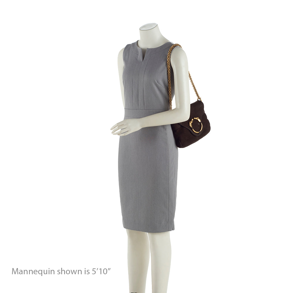 Gucci Nubuck Leather Ribot Flap Small Shoulder Bag (SHF-19107)