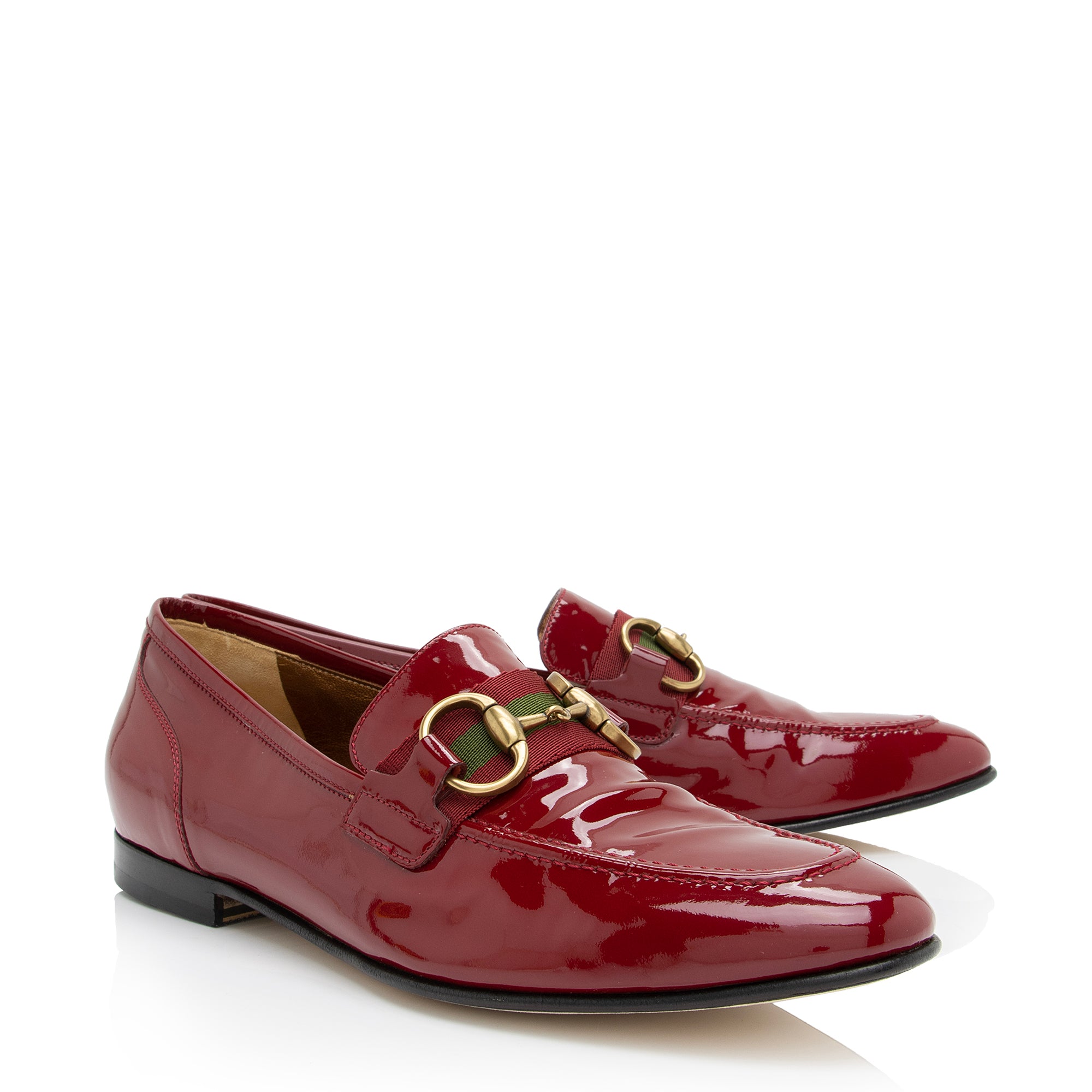 Gucci Patent Leather Web Horsebit Loafers - Size 9 / 39 (SHF-kRA5Y8)