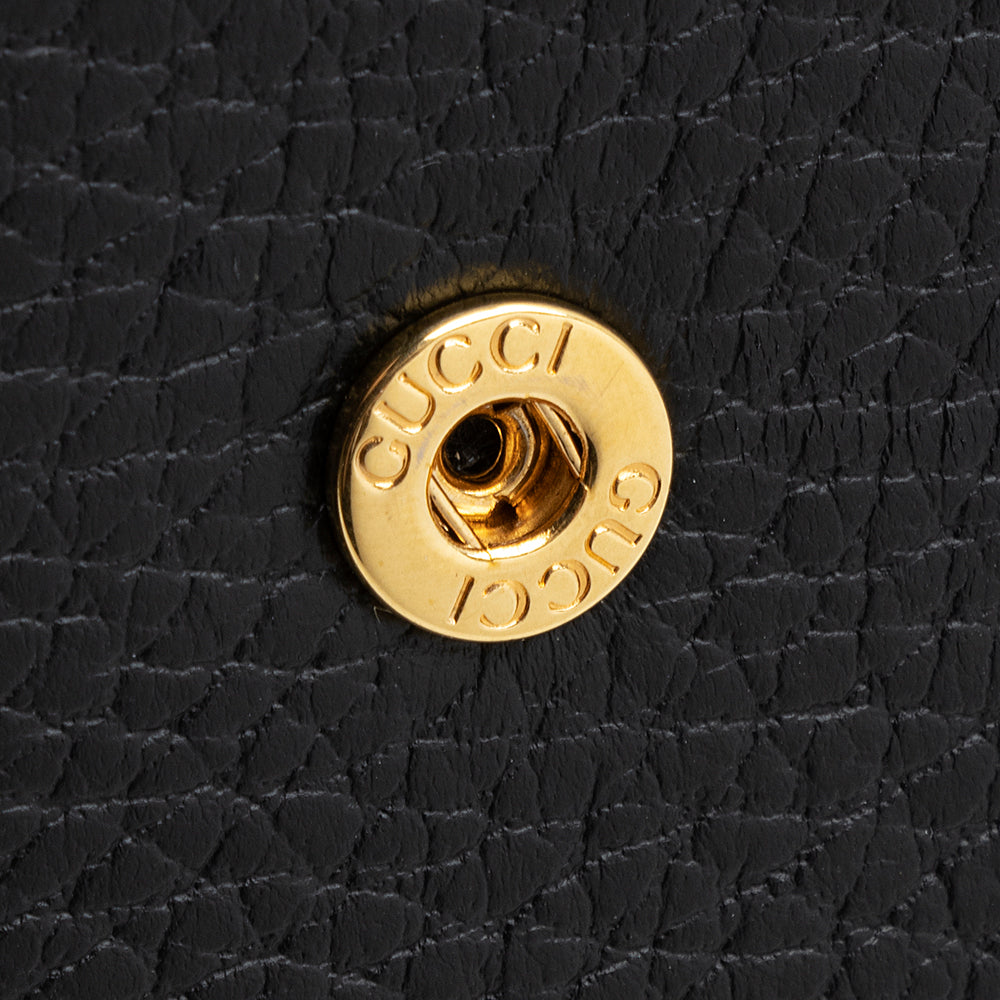 Gucci Pebbled Leather GG Marmont French Flap Wallet (SHF-22143)