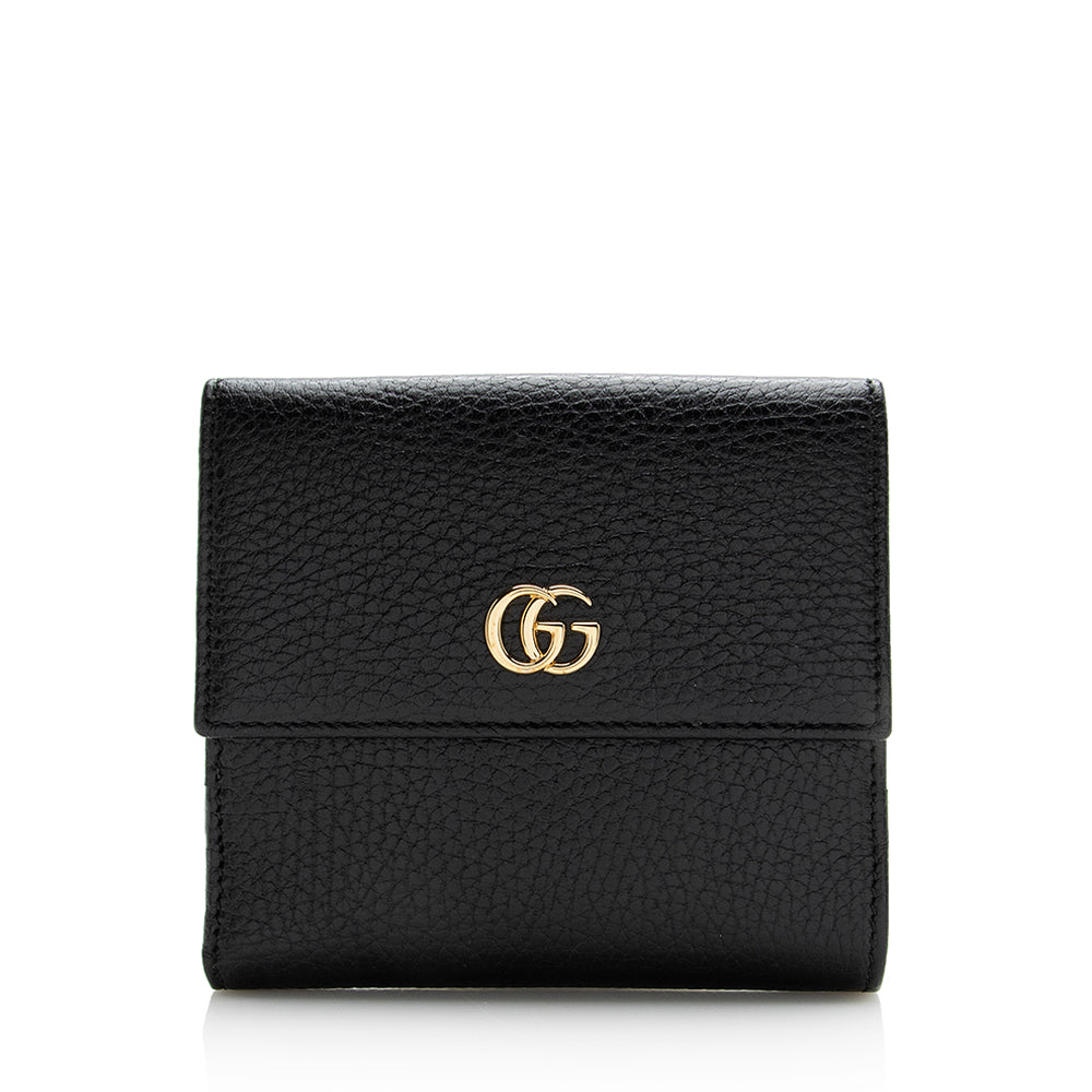 Gucci Pebbled Leather GG Marmont French Flap Wallet (SHF-22143)