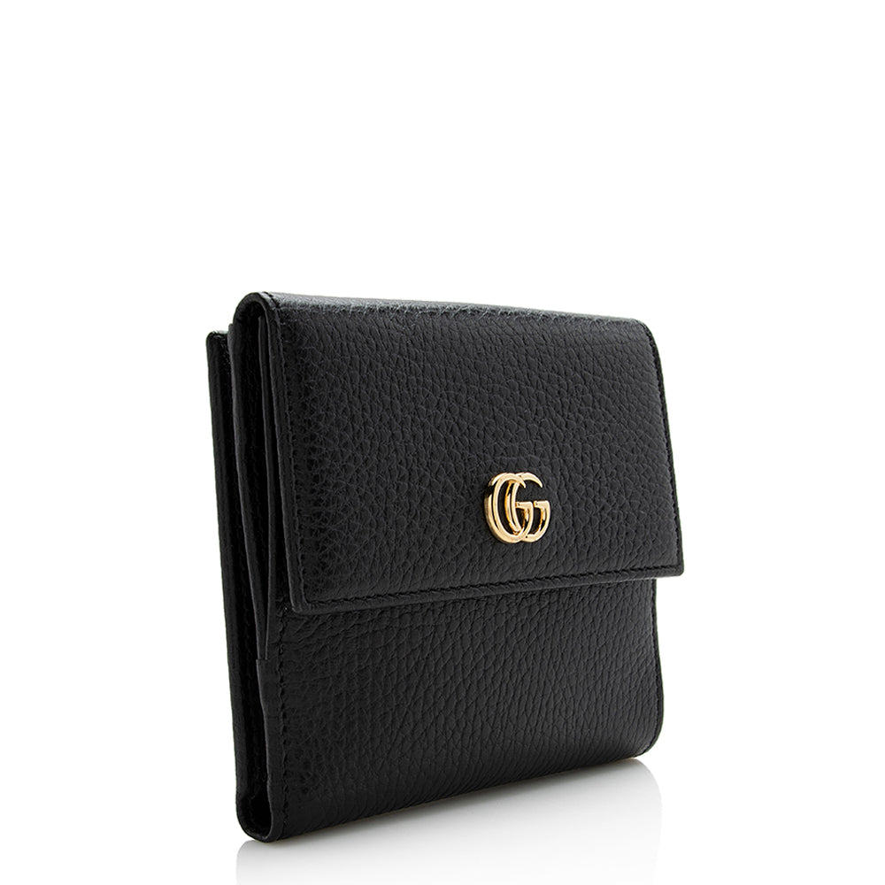 Gucci Pebbled Leather GG Marmont French Flap Wallet (SHF-22143)