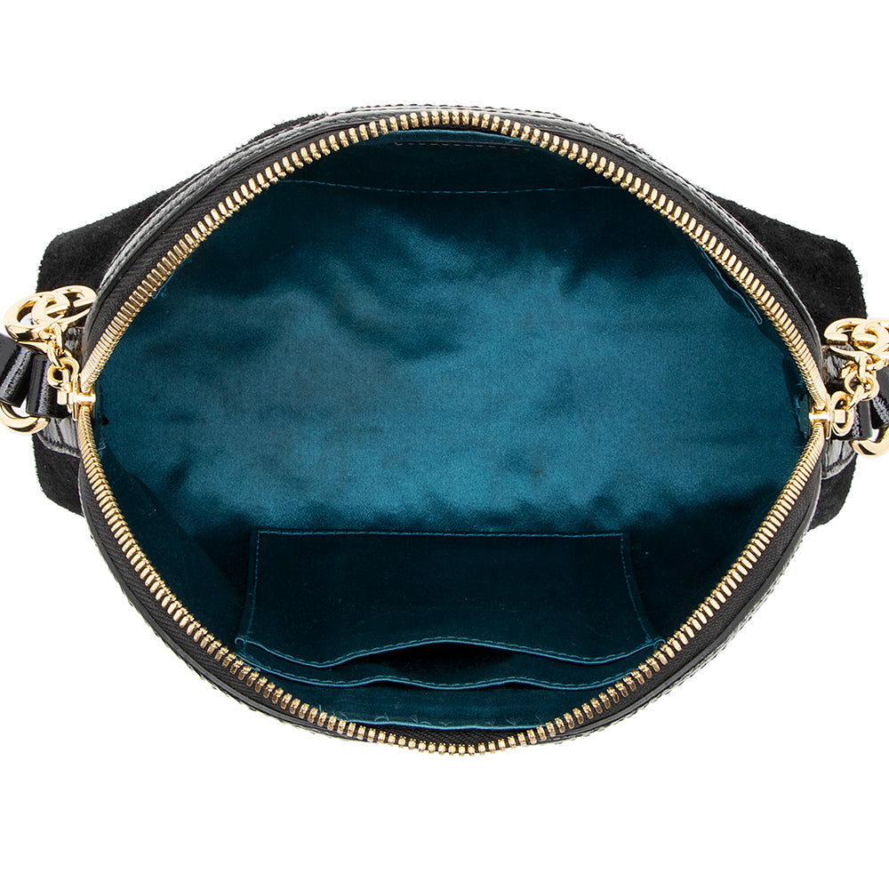 Gucci Suede Patent Leather Ophidia Dome Small Shoulder Bag (SHF-19215)