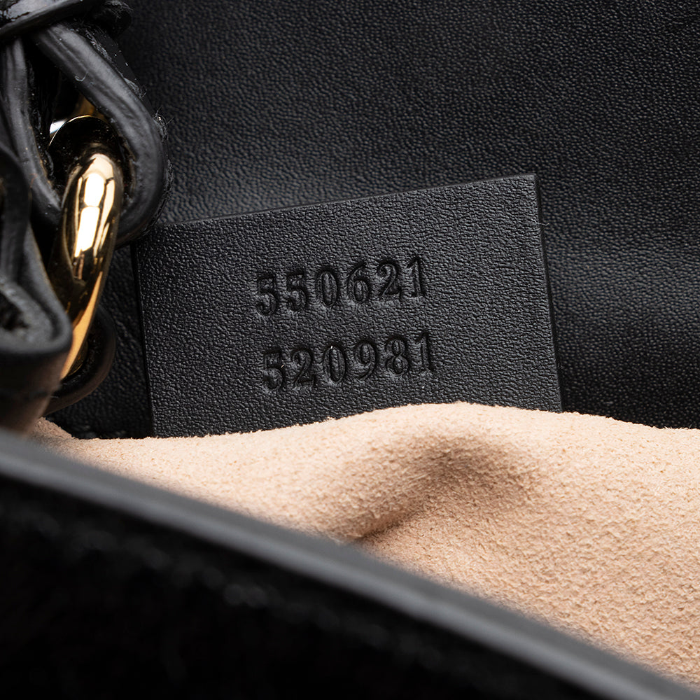 Gucci Suede Patent Leather Ophidia Bucket Bag (SHF-18984)