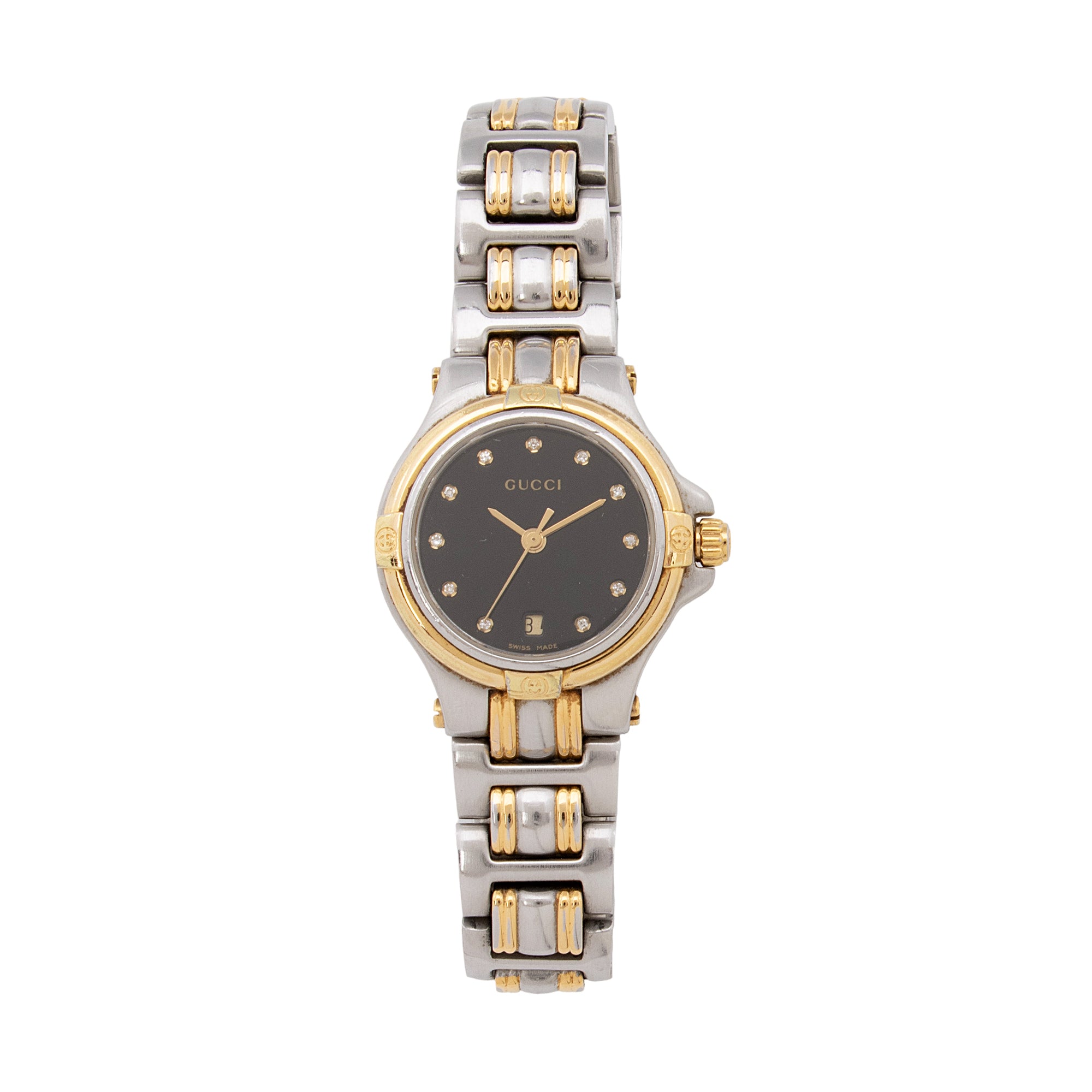 Gucci Vintage 2-Tone Diamond Dial 9000 Watch (SHF-vXWTSg)