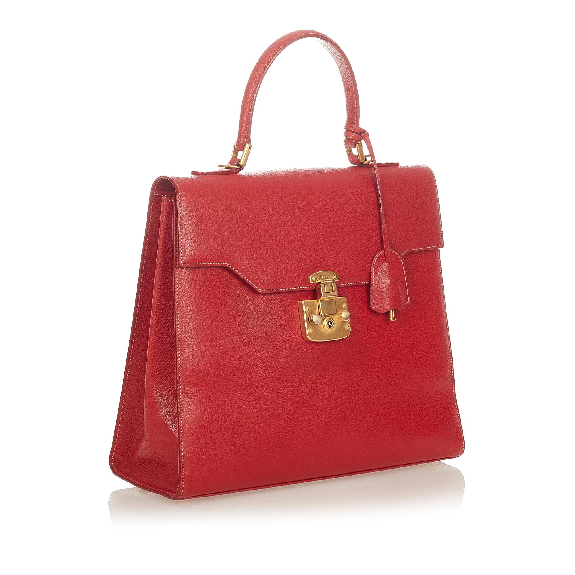 Gucci Vintage Lady Lock Leather Handbag (SHG-25497)