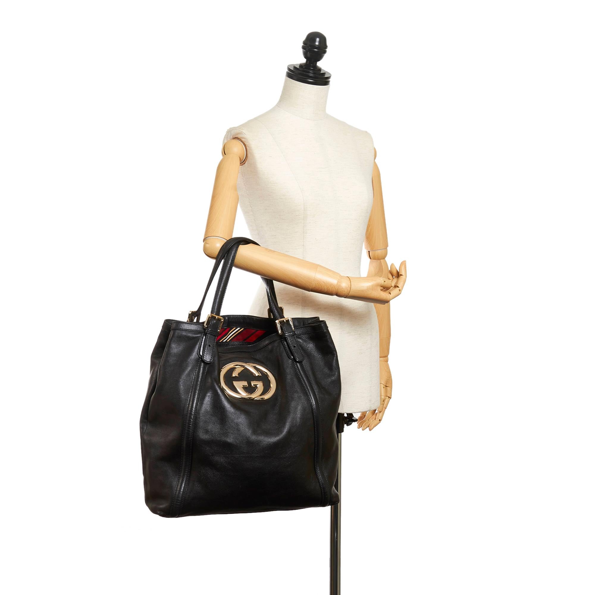 Gucci Web Britt Leather Tote Bag (SHG-31475)